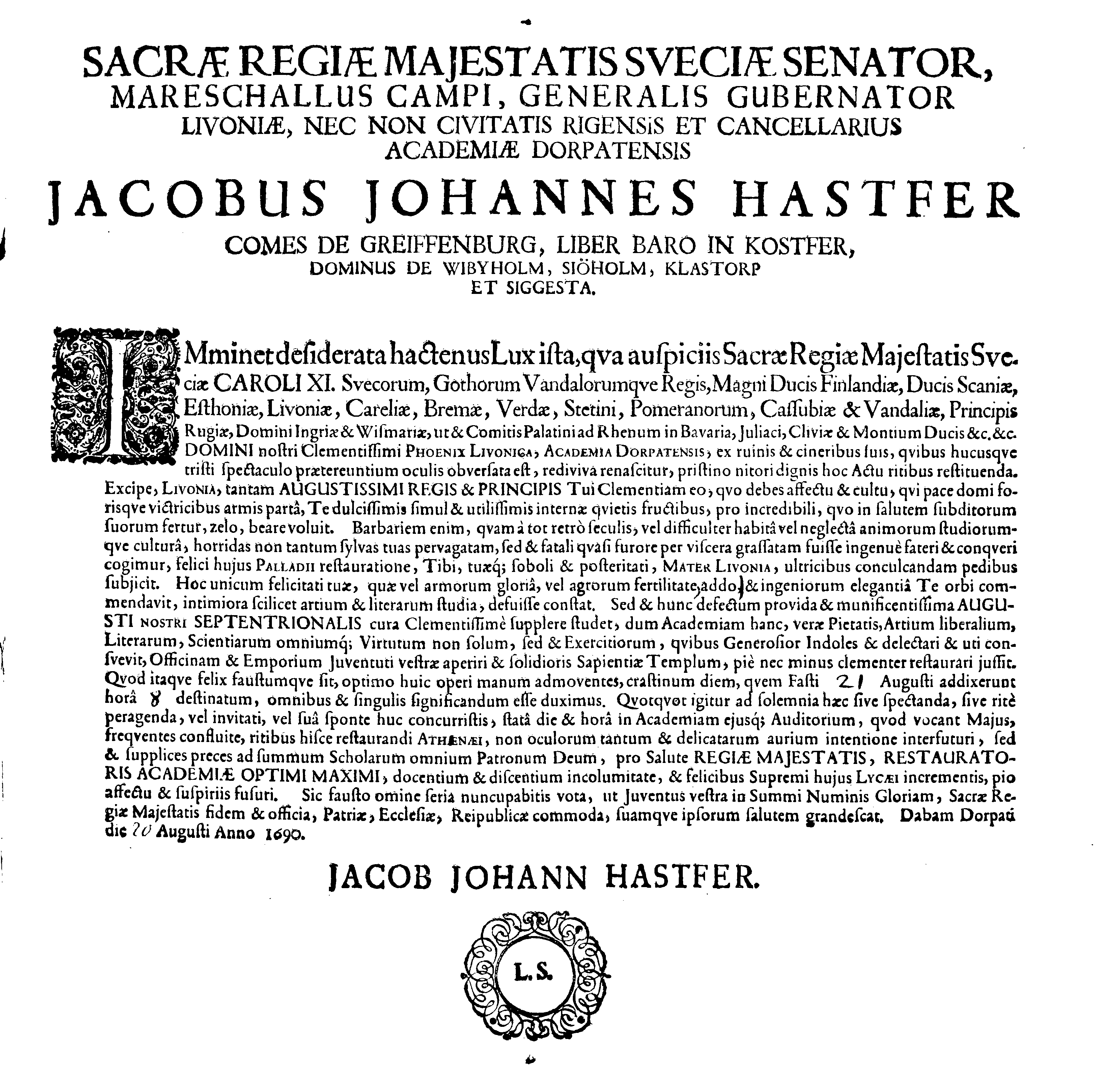 [Jacob Johan Hastferi korraldus]