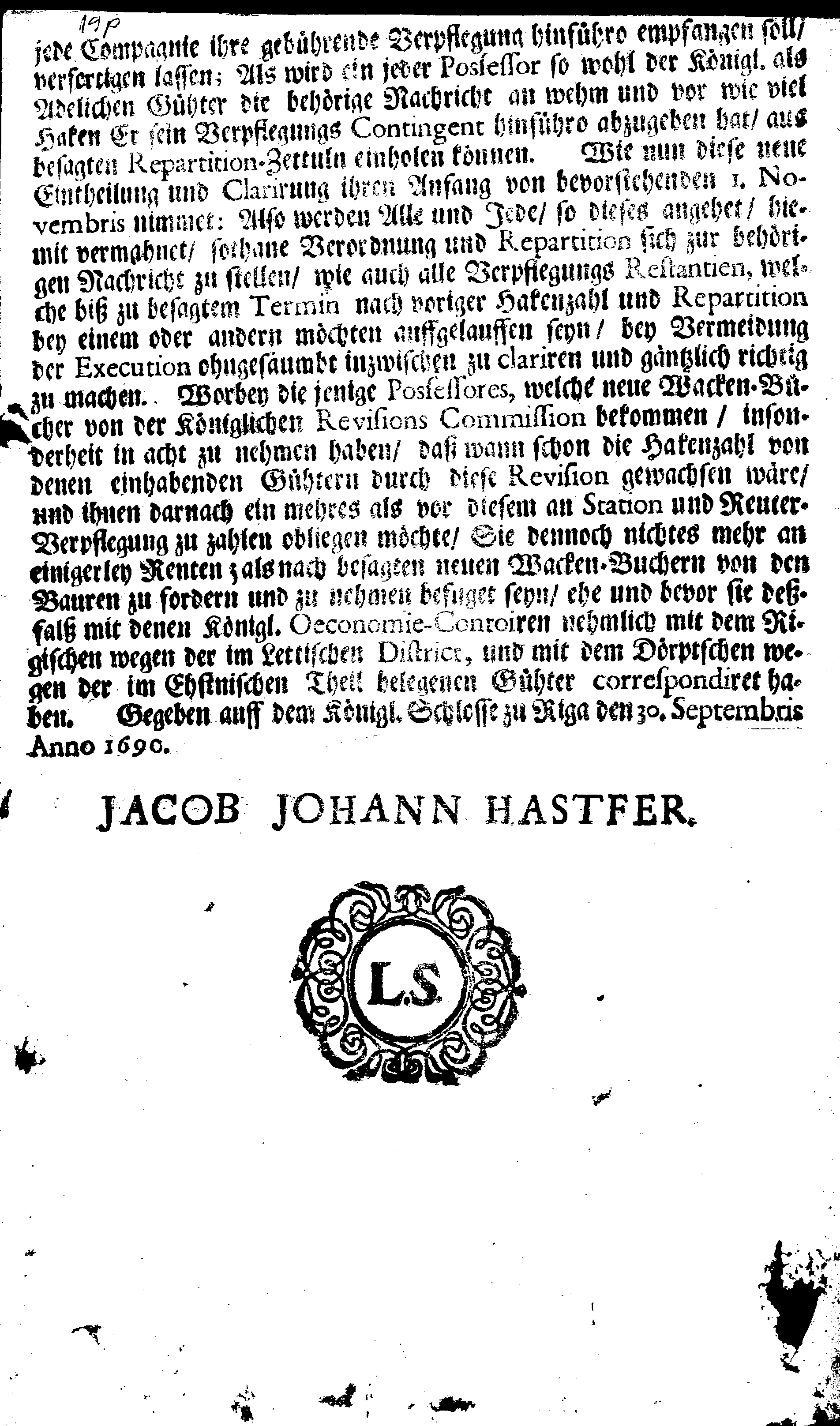 [Jacob Johan Hastferi korraldus]