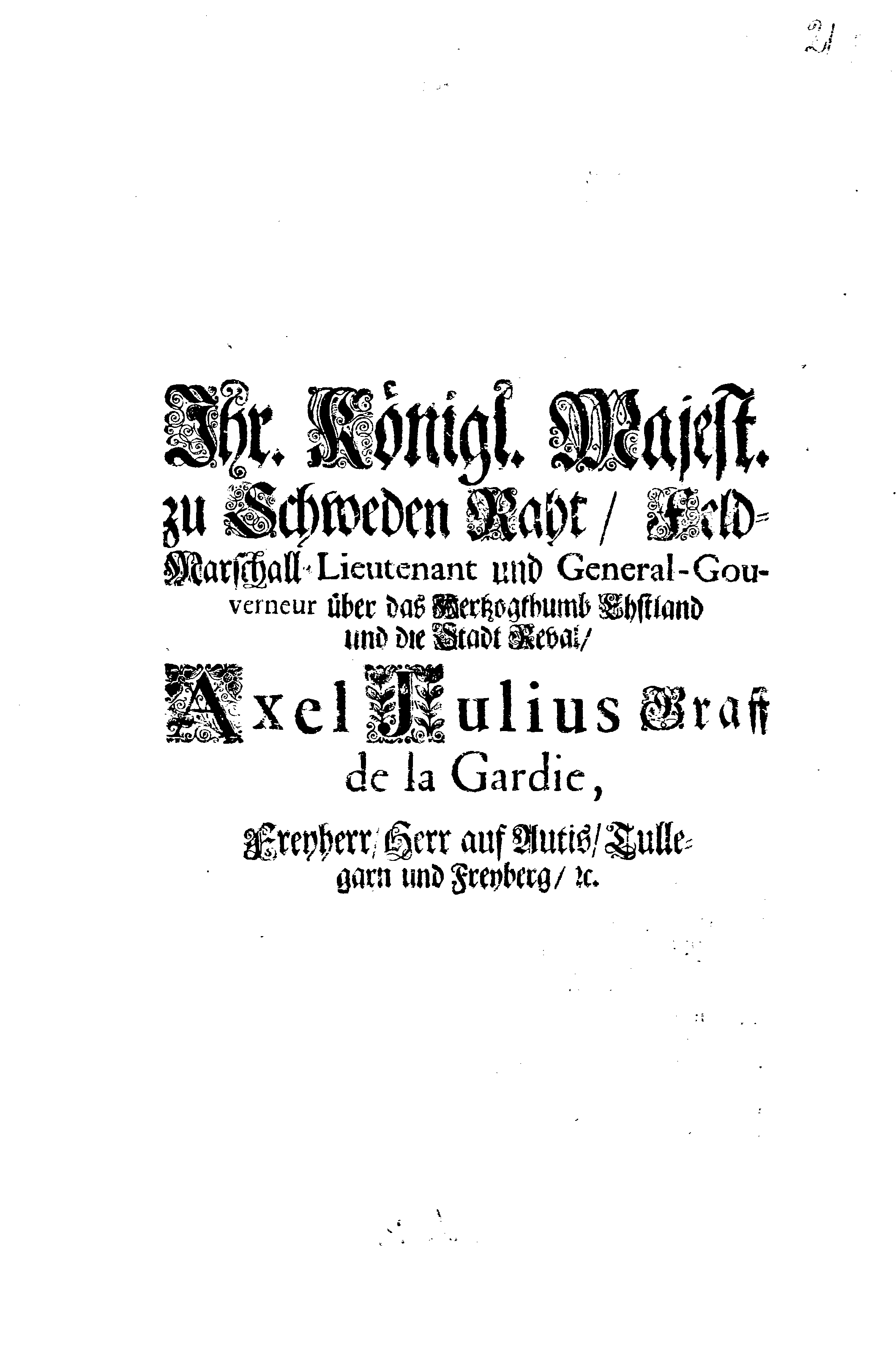 [Axel Julius De la Gardie korraldus]