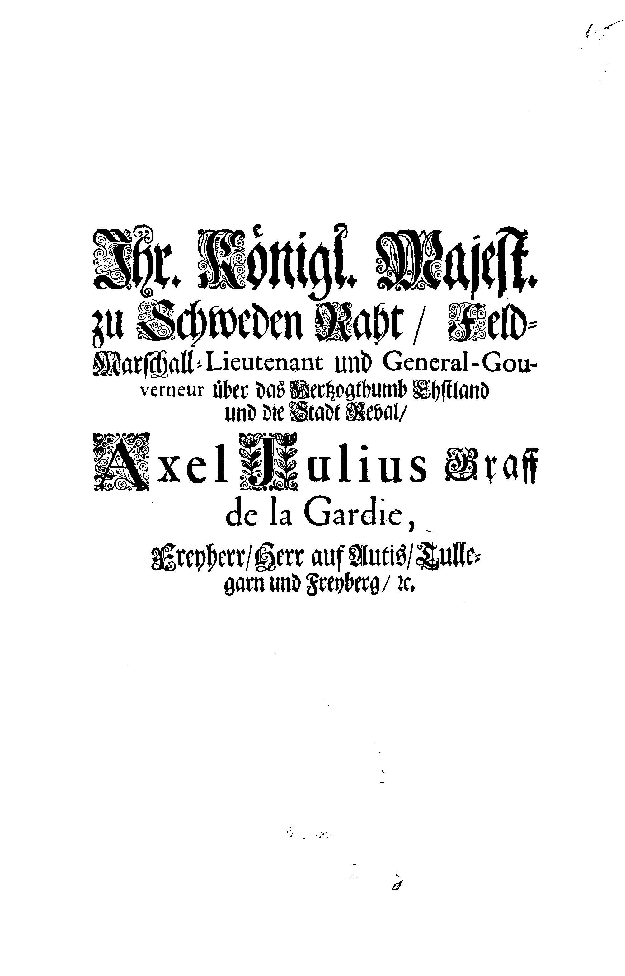 [Axel Julius De la Gardie korraldus]