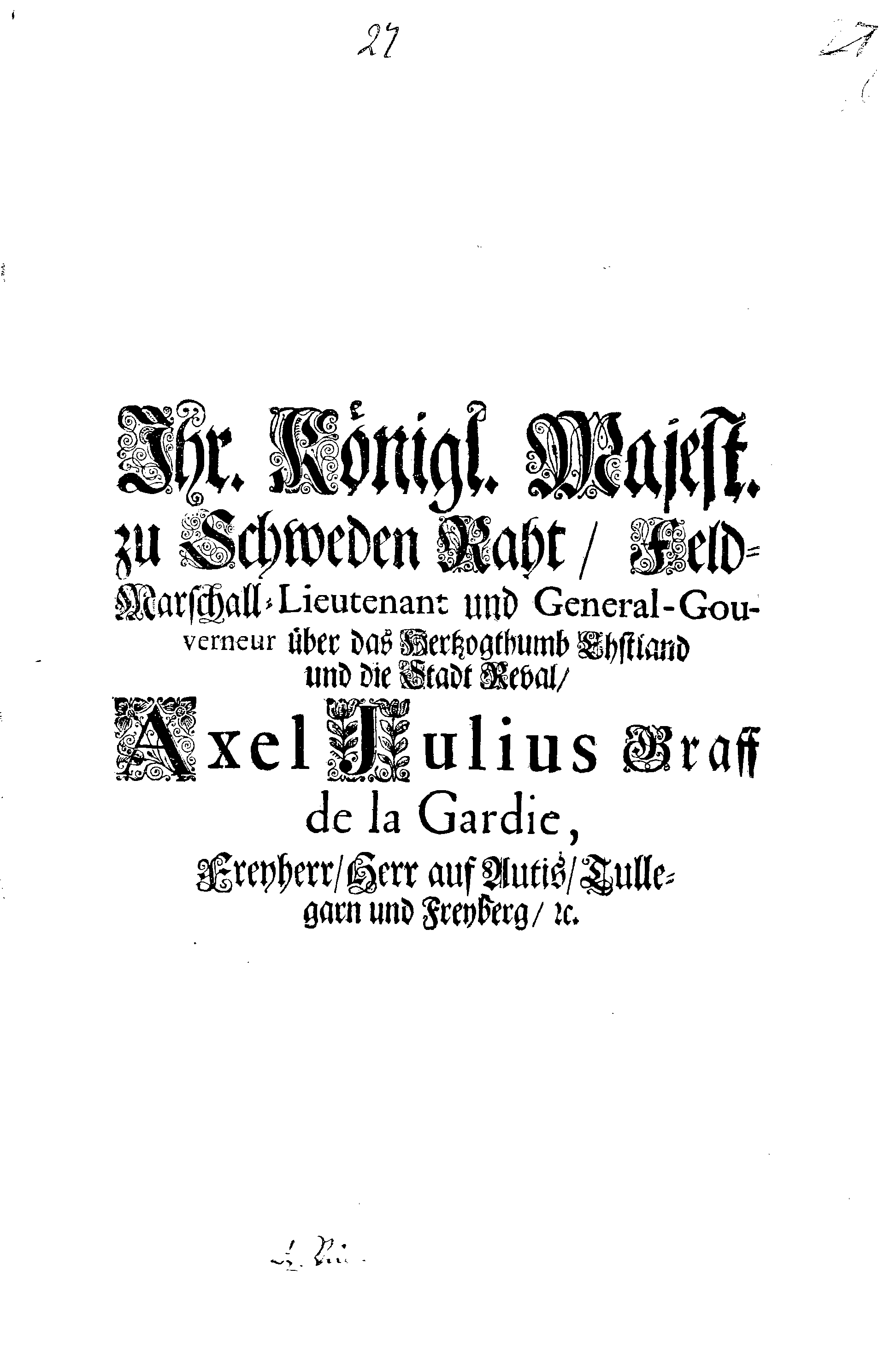 [Axel Julius De la Gardie korraldus]