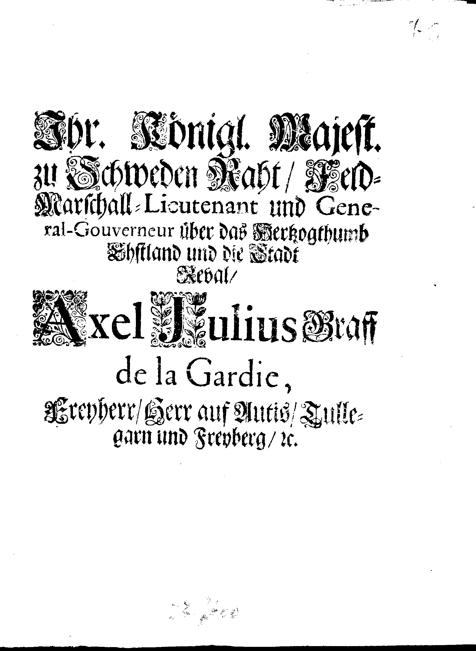 [Axel Julius De la Gardie korraldus]