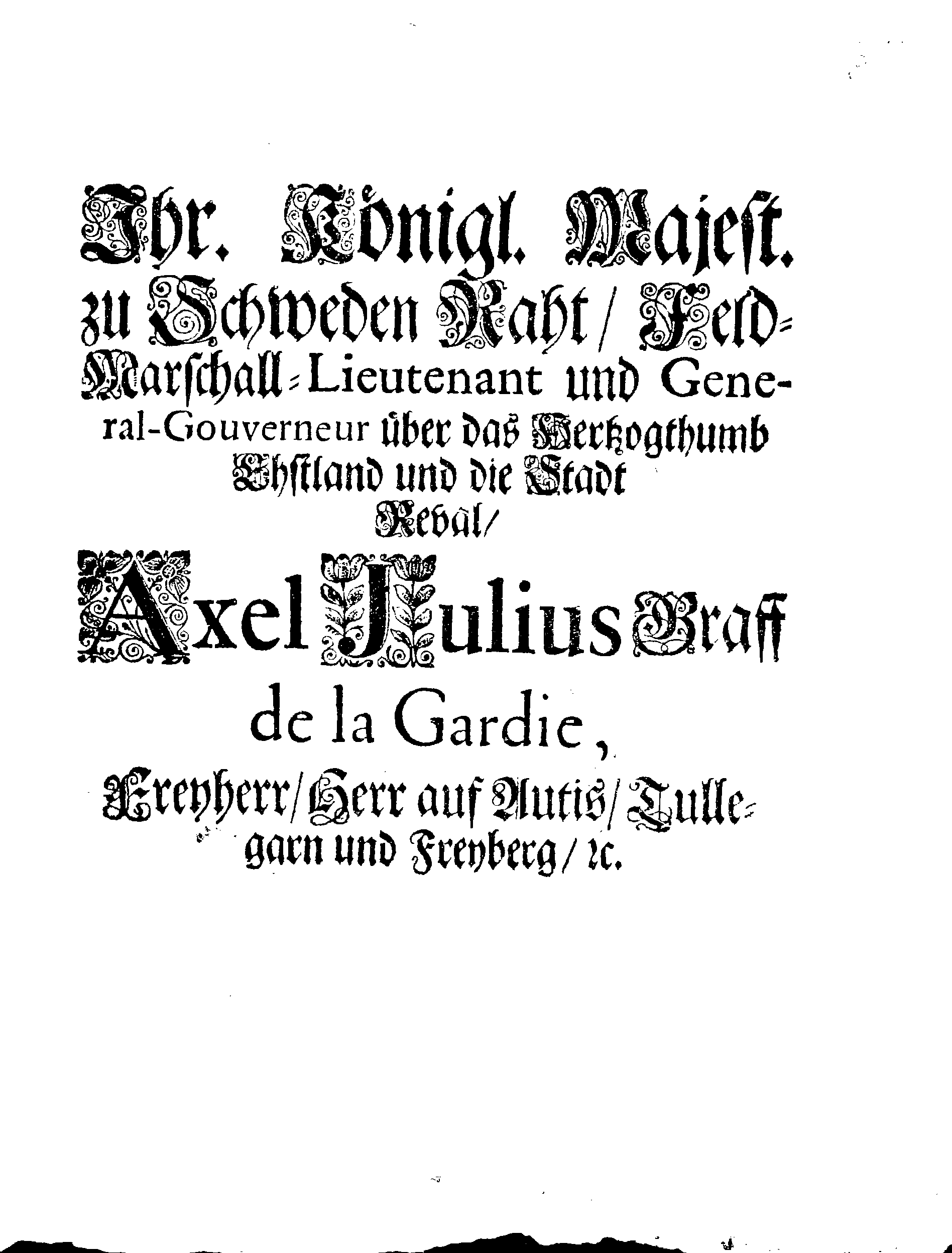 [Axel Julius De la Gardie korraldus]