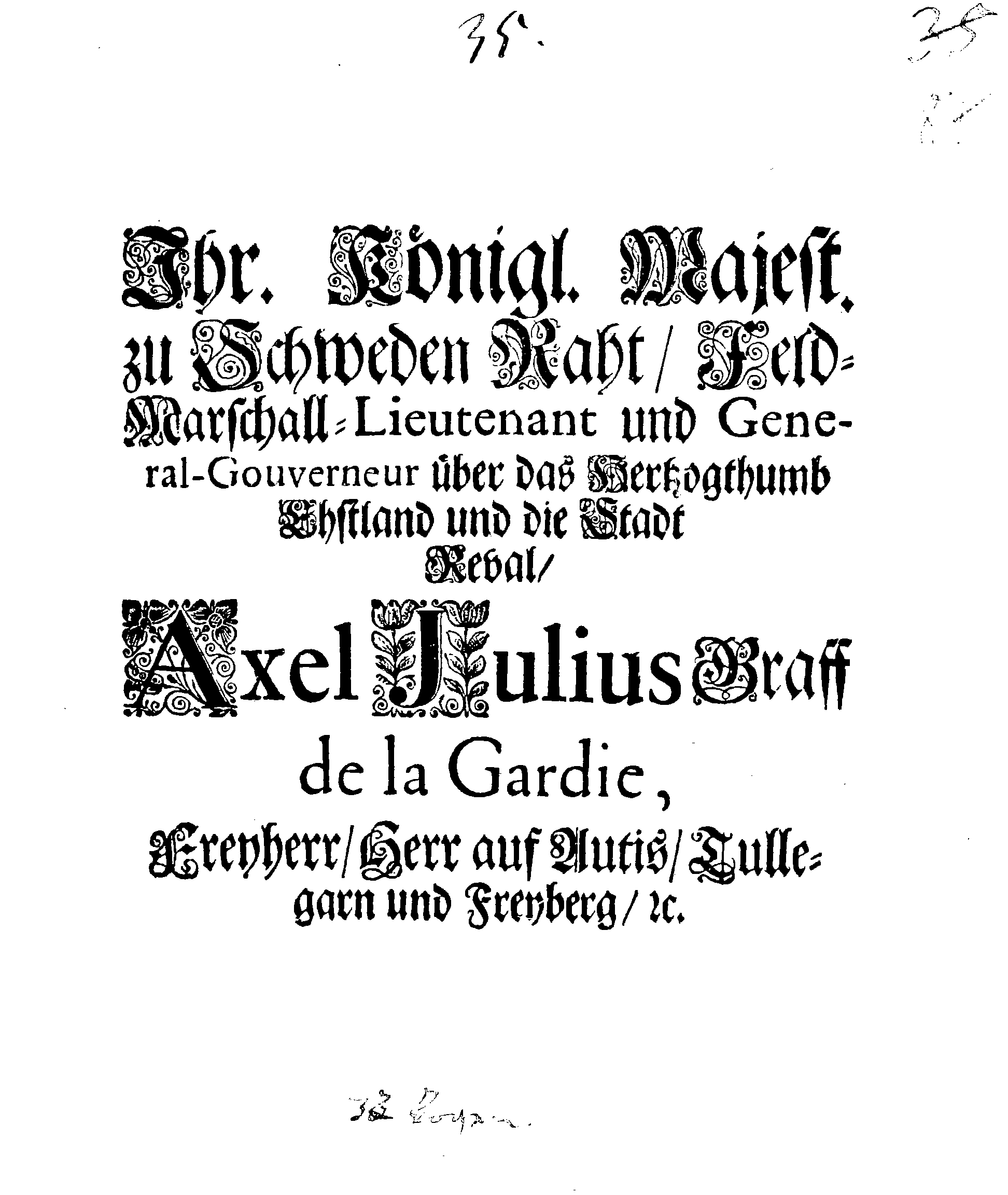 [Axel Julius De la Gardie korraldus]