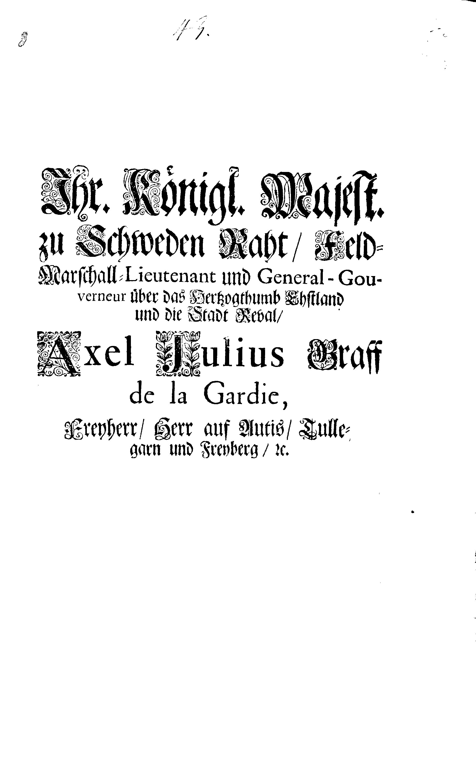 [Axel Julius De la Gardie korraldus]