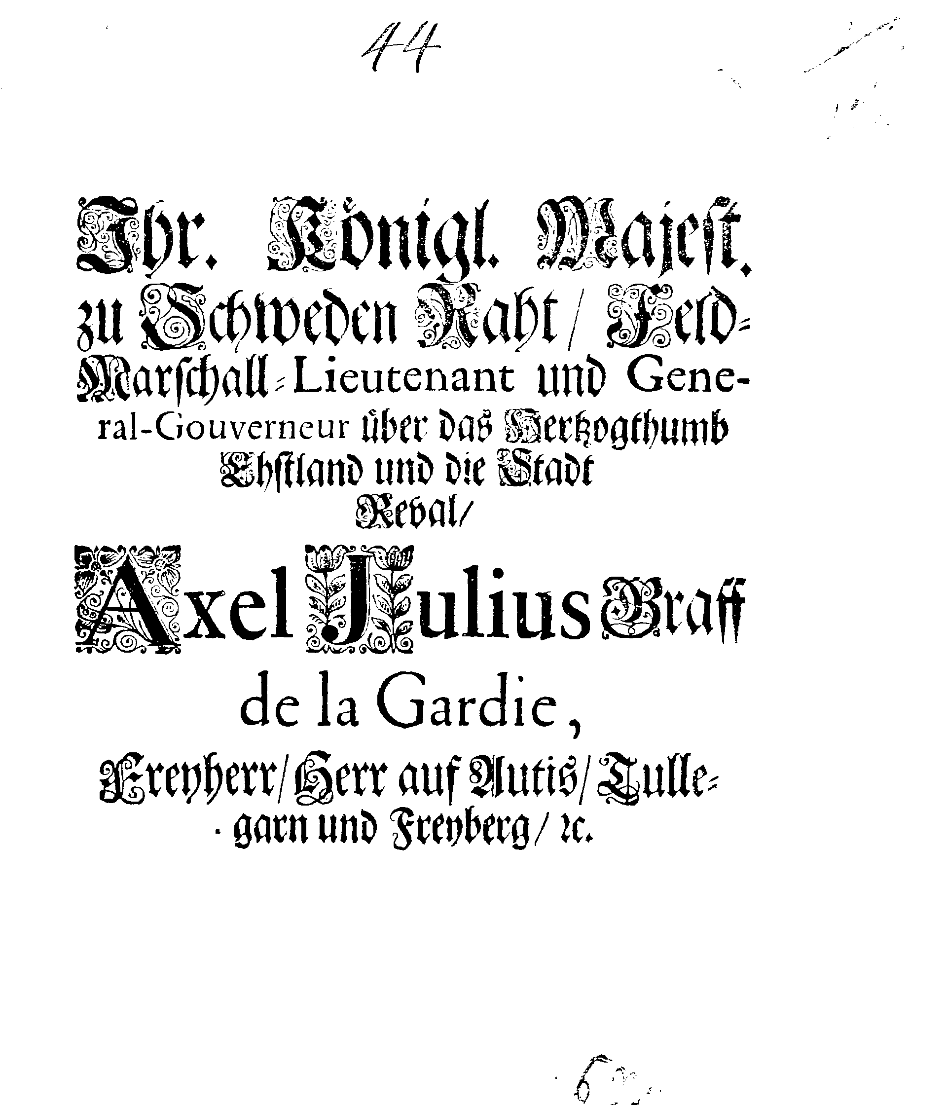 [Axel Julius De la Gardie korraldus]