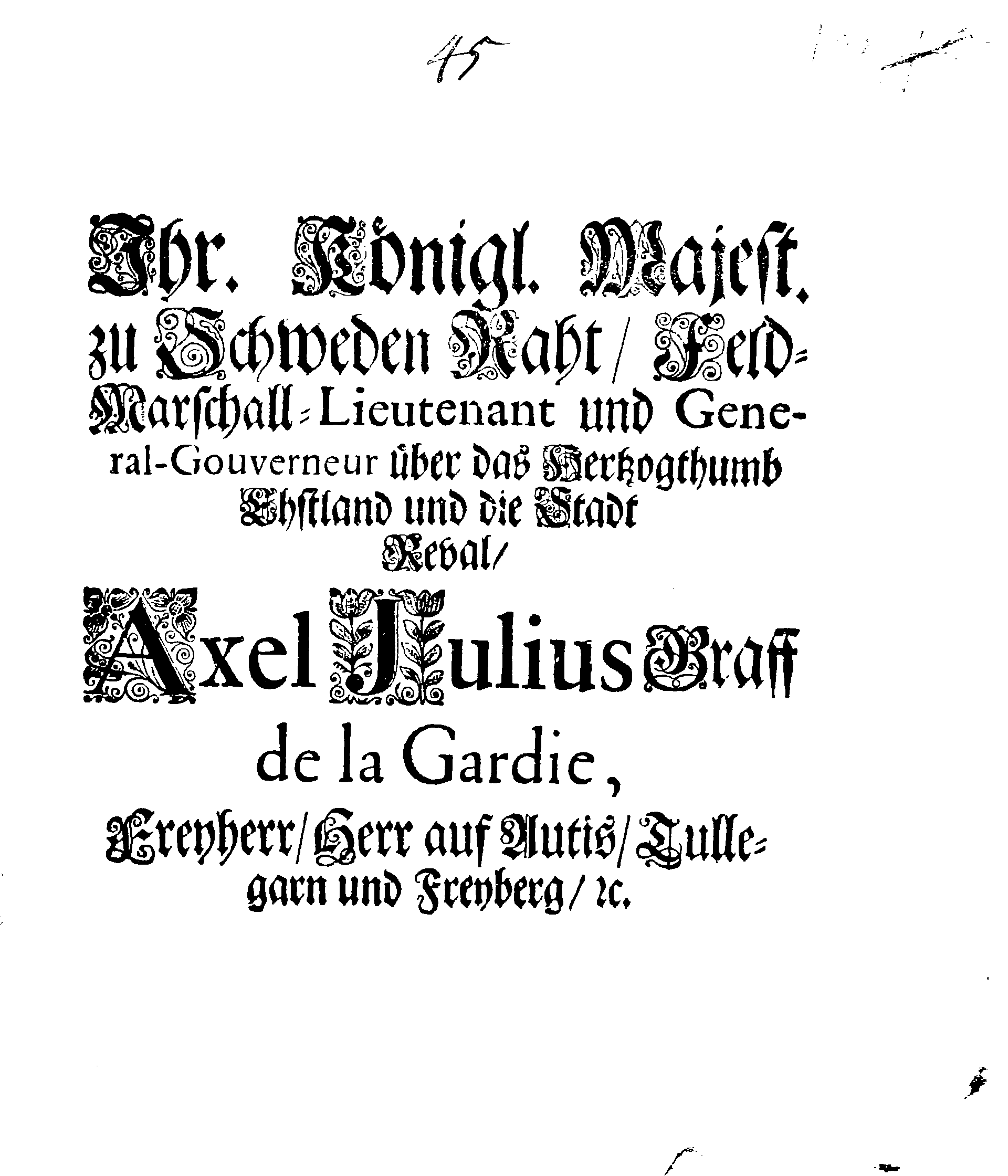 [Axel Julius De la Gardie korraldus]