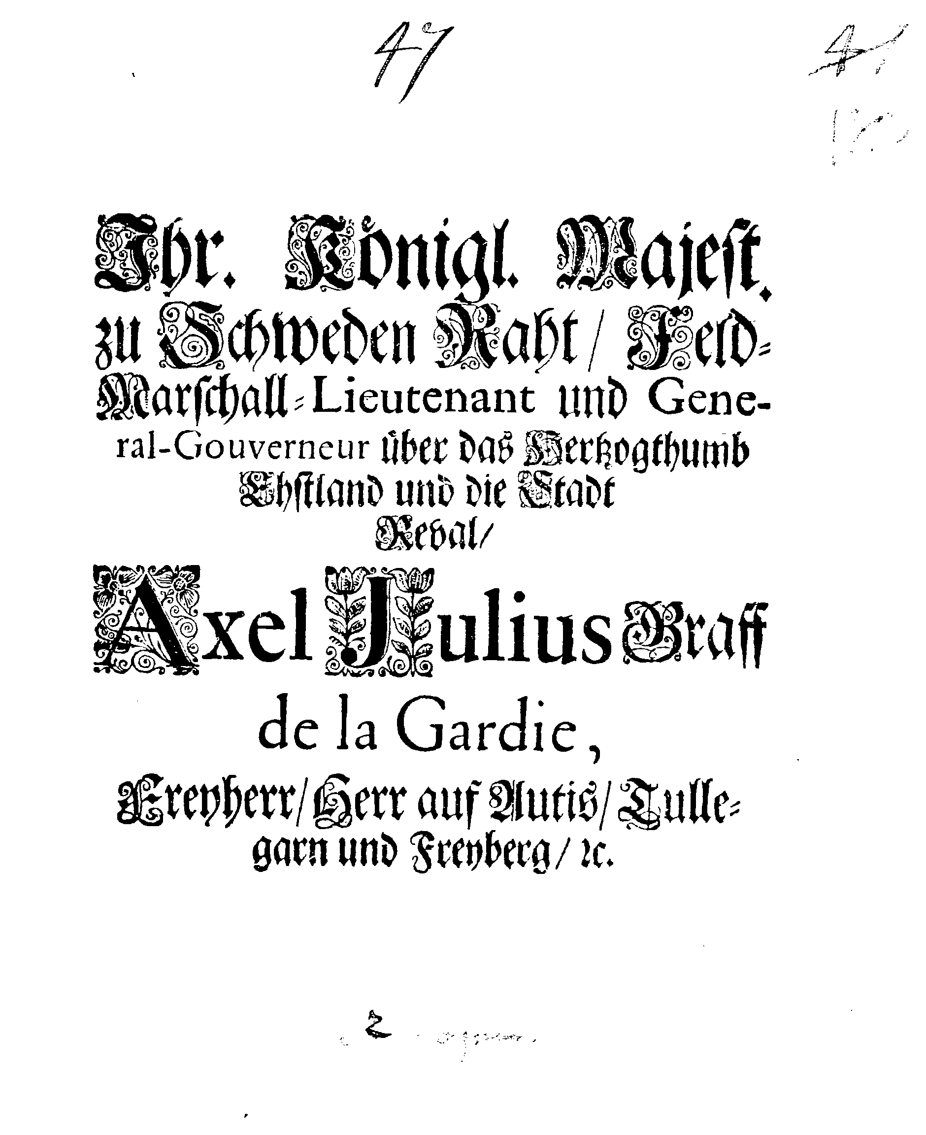 [Axel Julius De la Gardie korraldus]