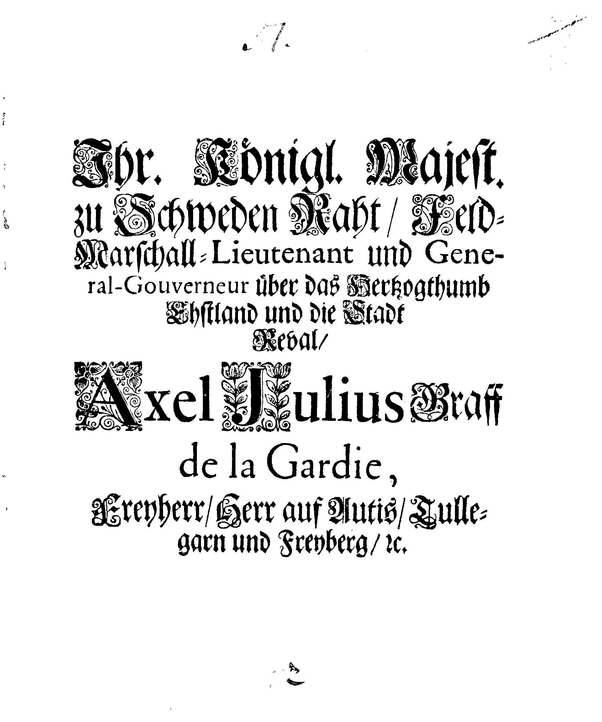 [Axel Julius De la Gardie korraldus]