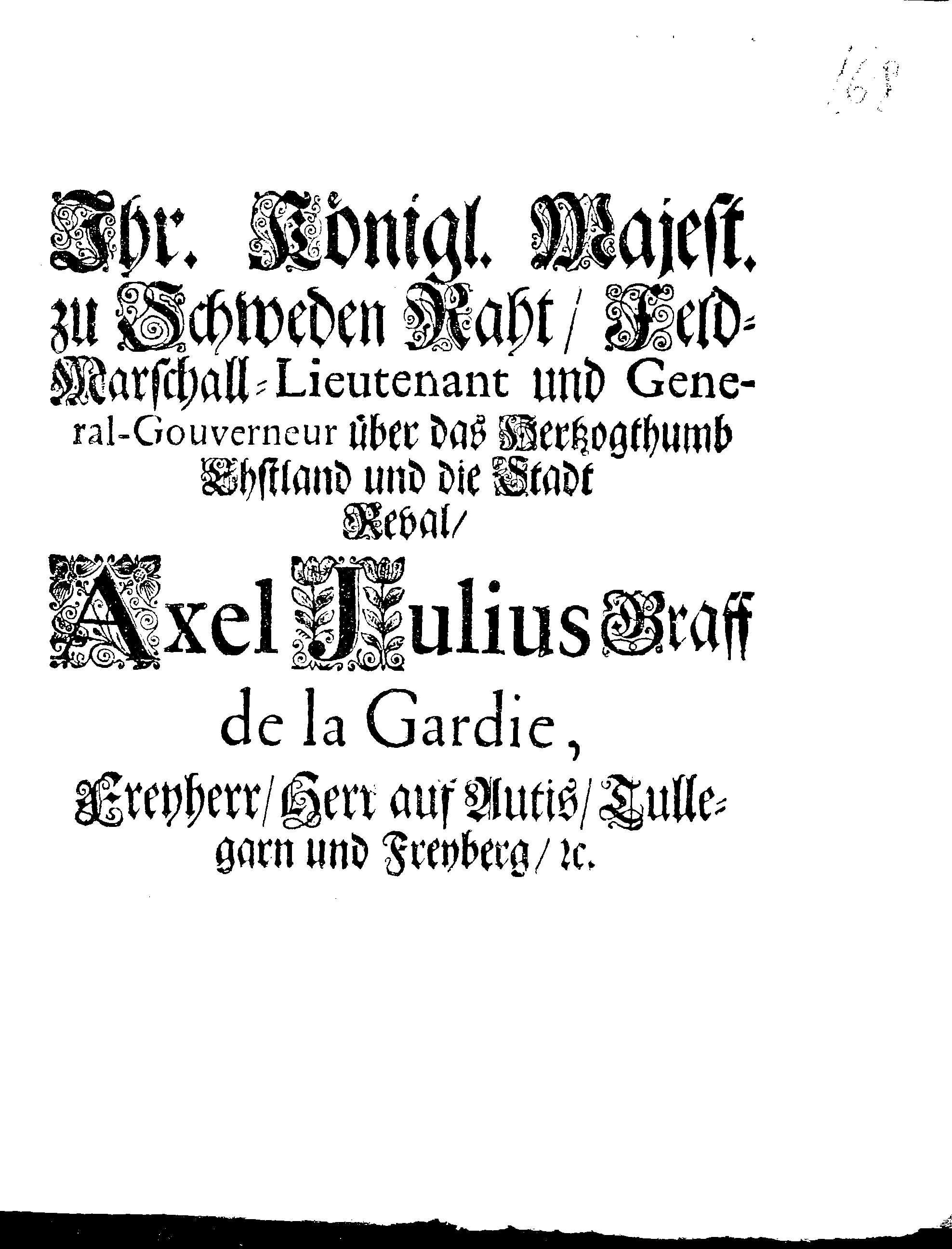 [Axel Julius De la Gardie korraldus]