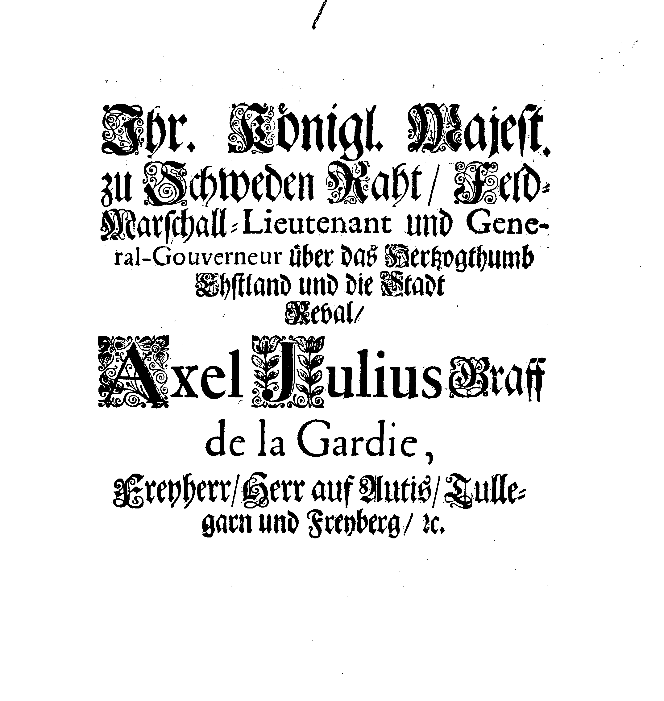 [Axel Julius De la Gardie korraldus]