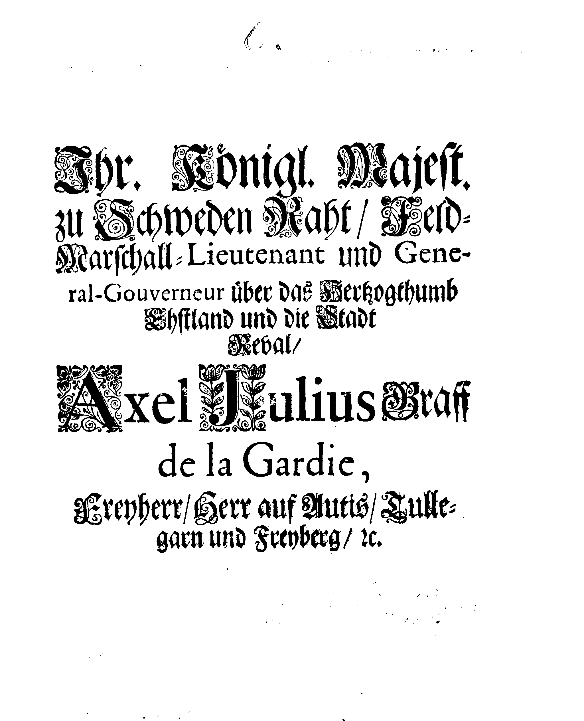 [Axel Julius De la Gardie korraldus]