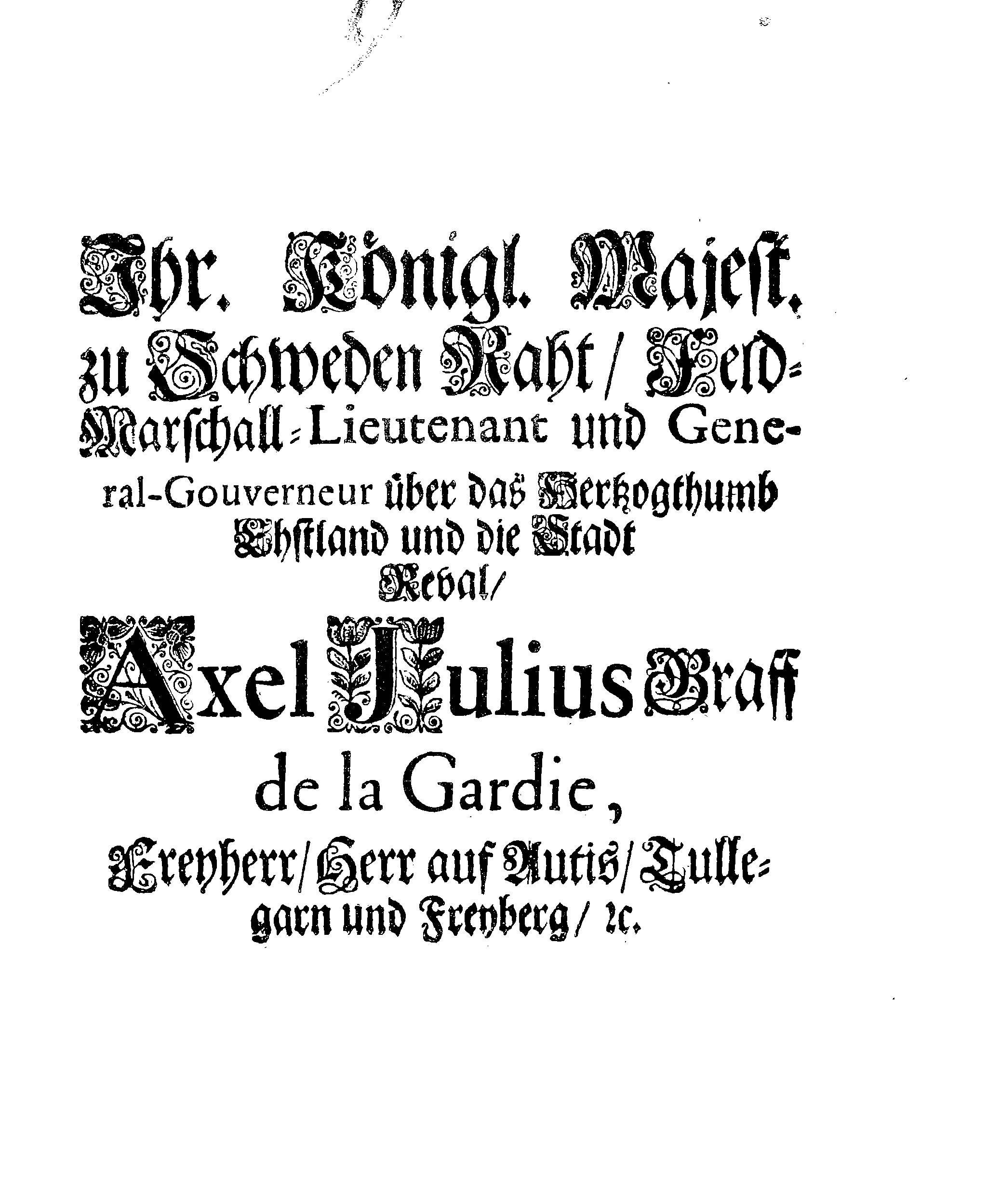 [Axel Julius De la Gardie korraldus]