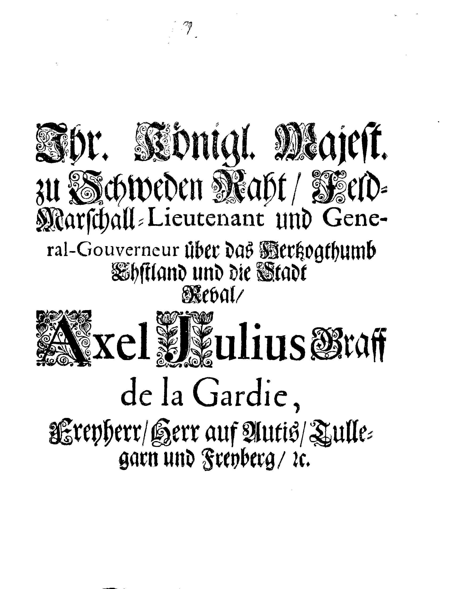 [Axel Julius De la Gardie korraldus]