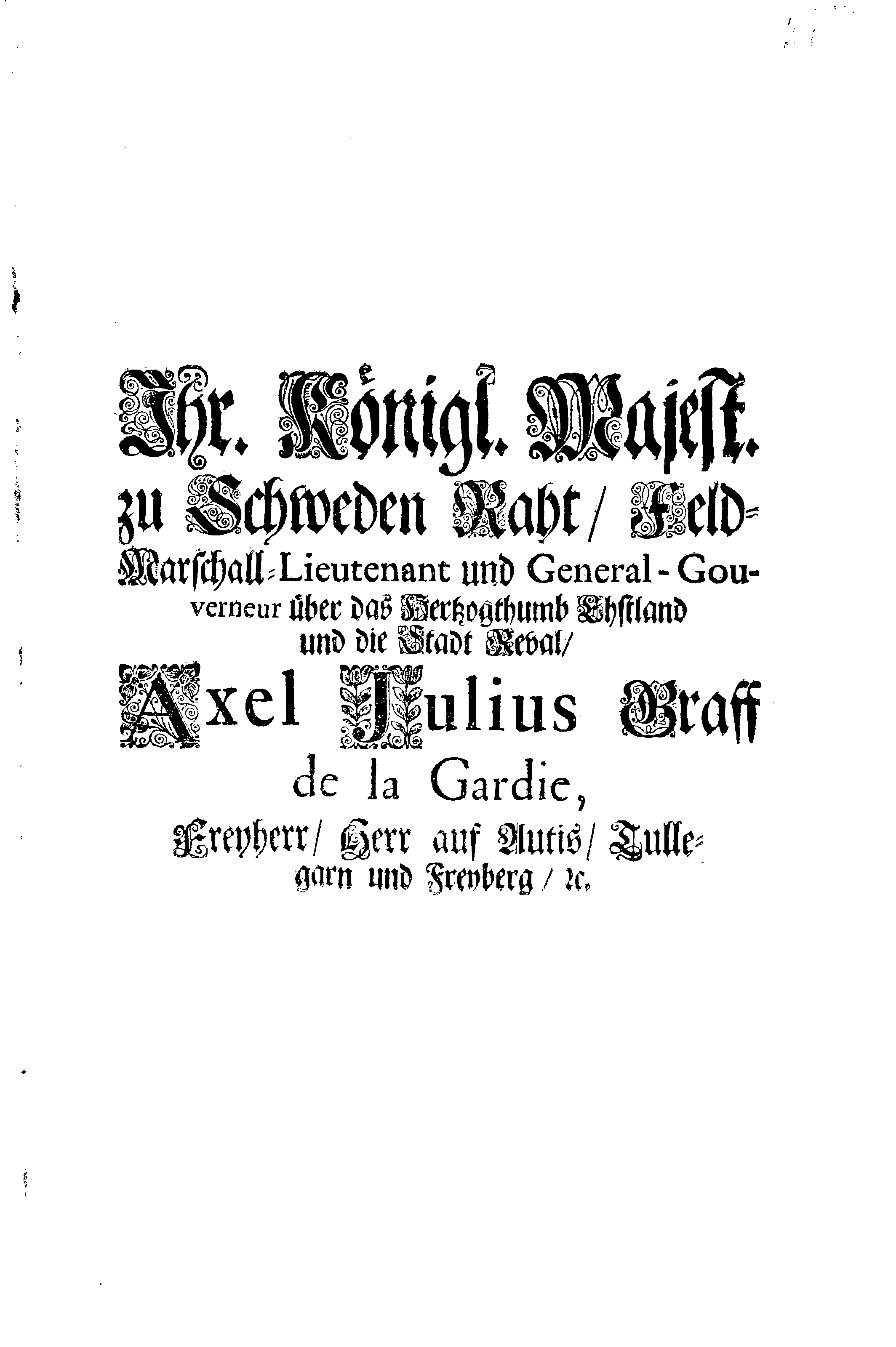 [Axel Julius De la Gardie korraldus]