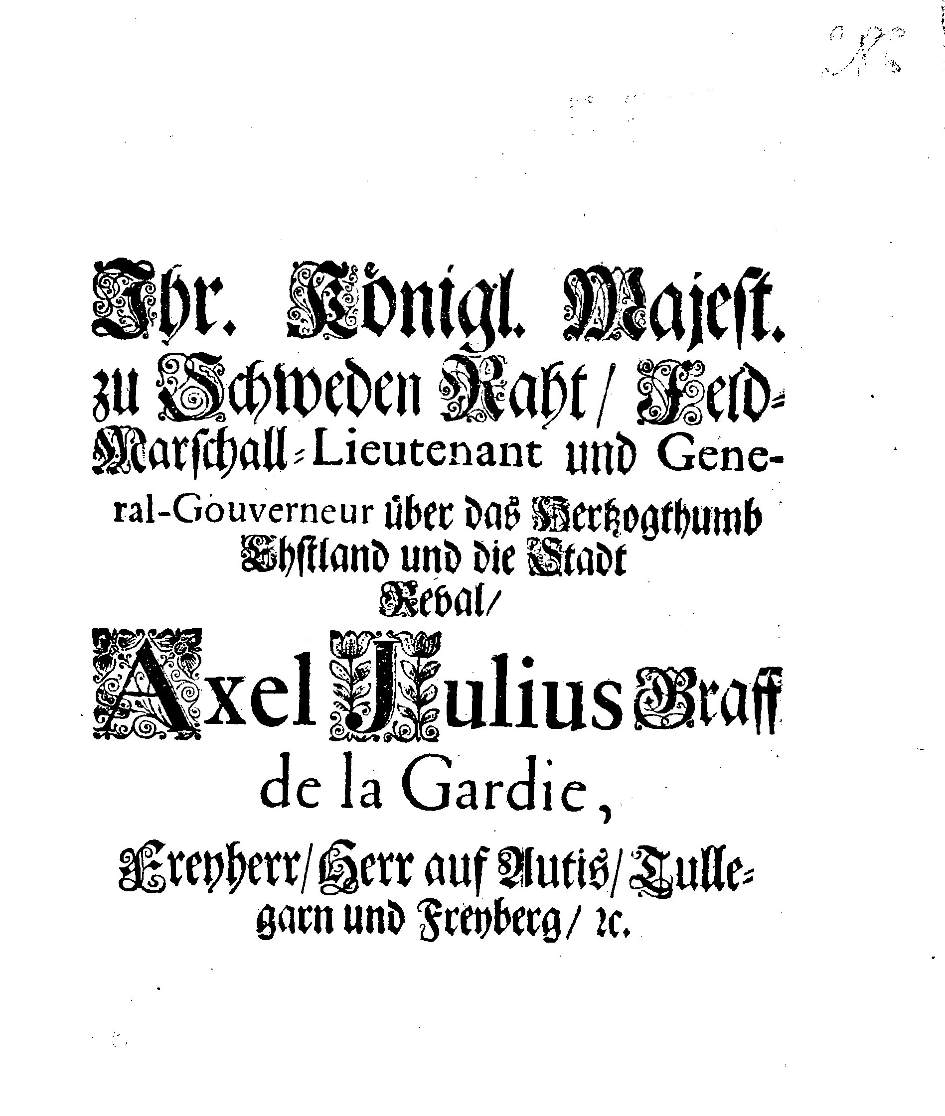 [Axel Julius De la Gardie korraldus]