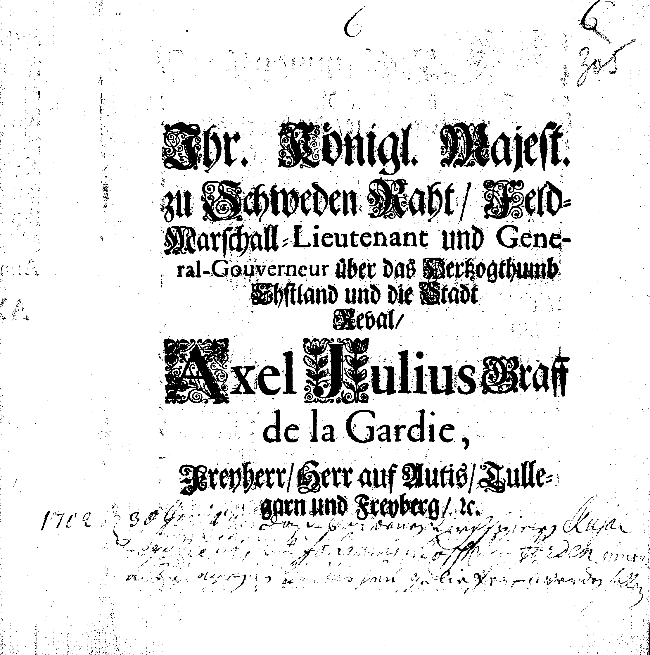 [Axel Julius De la Gardie korraldus]