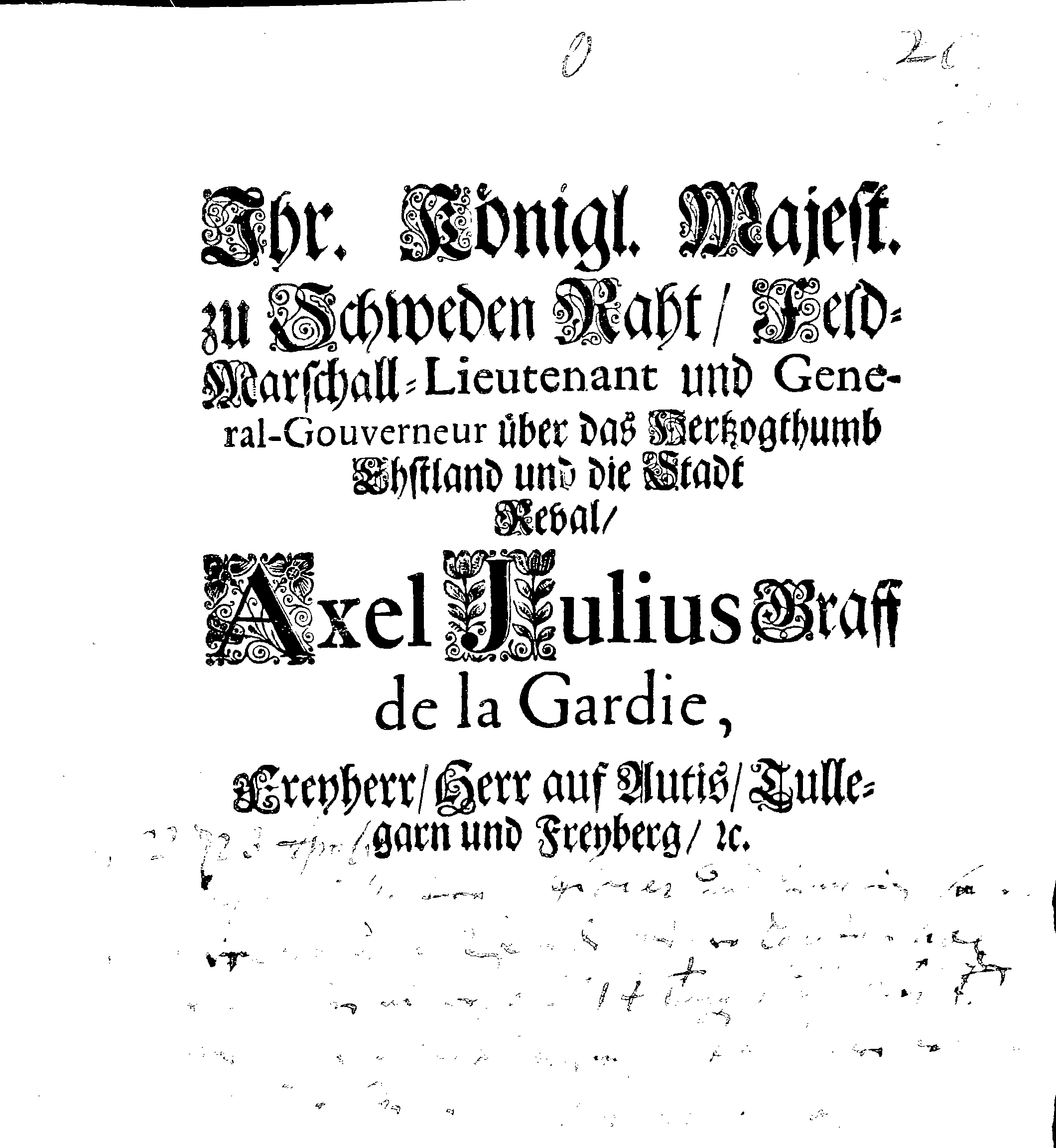 [Axel Julius De la Gardie korraldus]