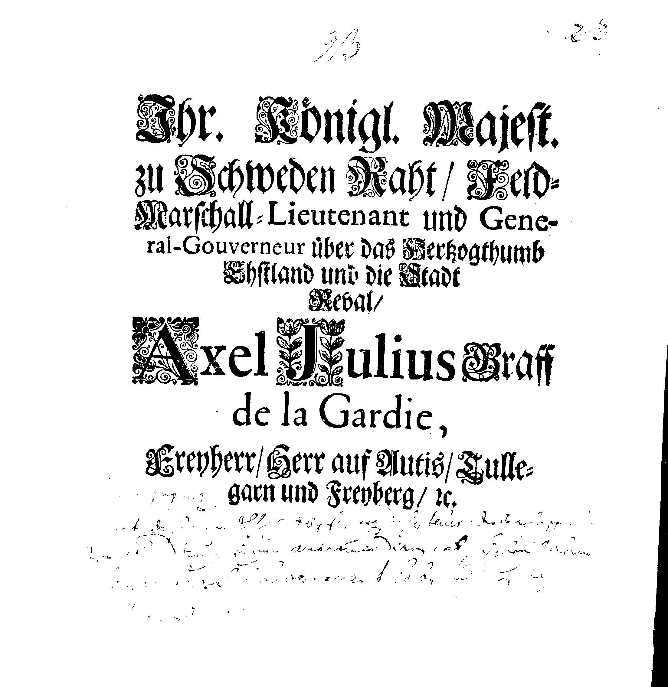 [Axel Julius De la Gardie korraldus]