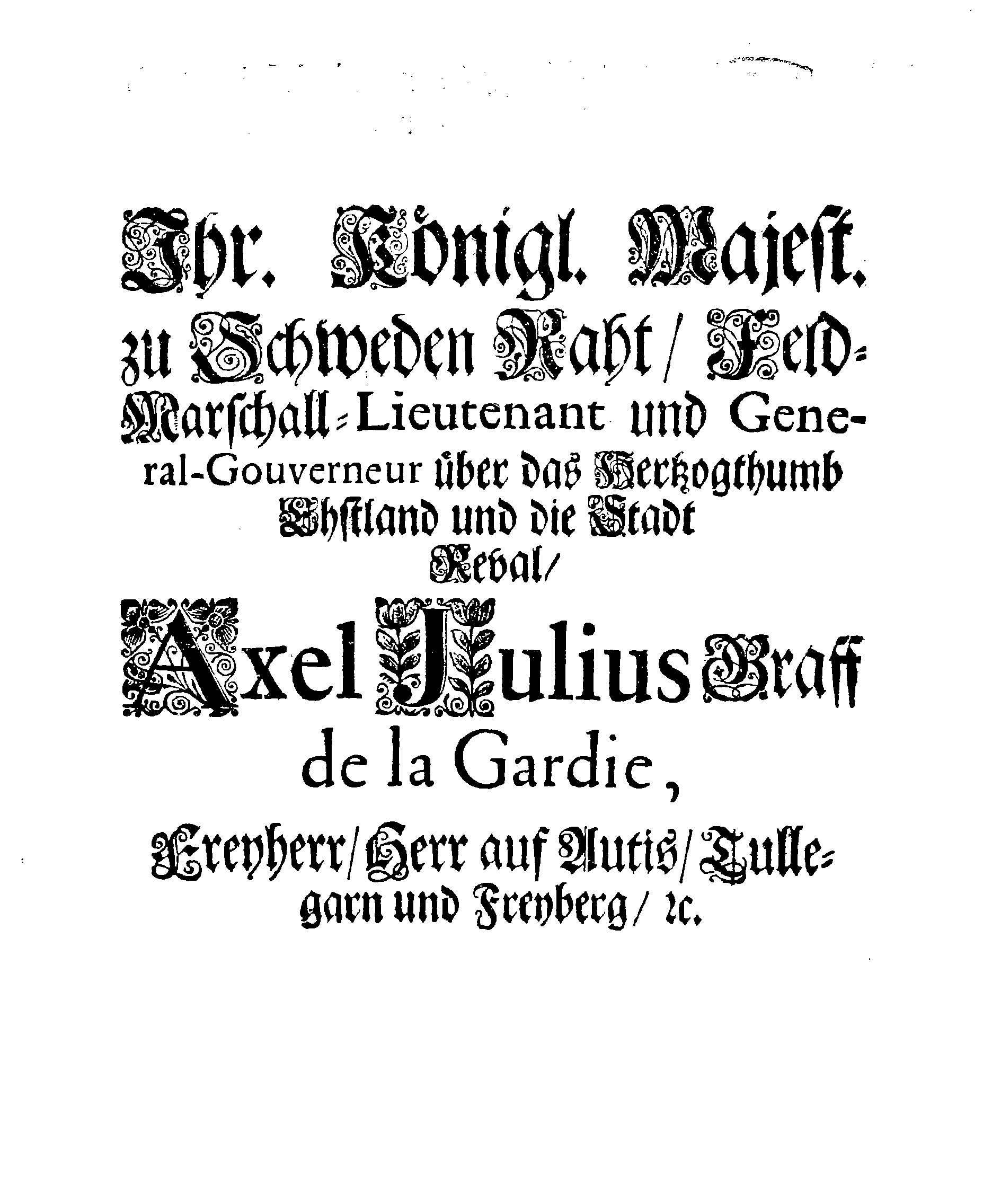 [Axel Julius De la Gardie korraldus]