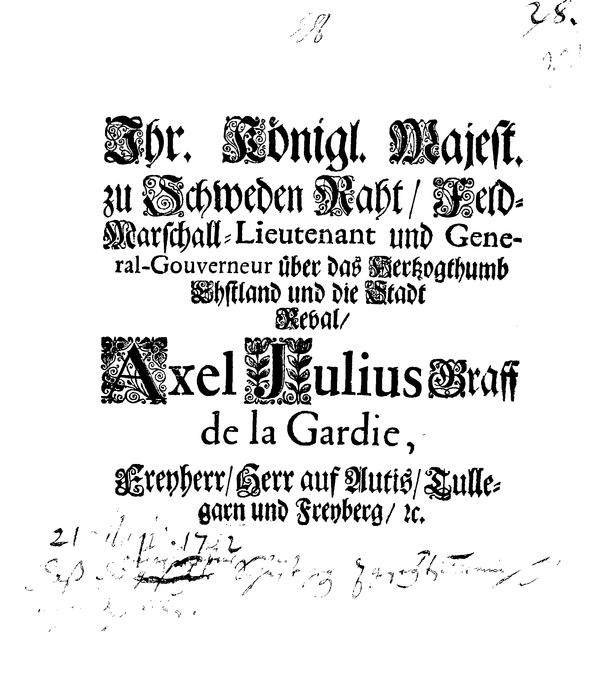 [Axel Julius De la Gardie korraldus]