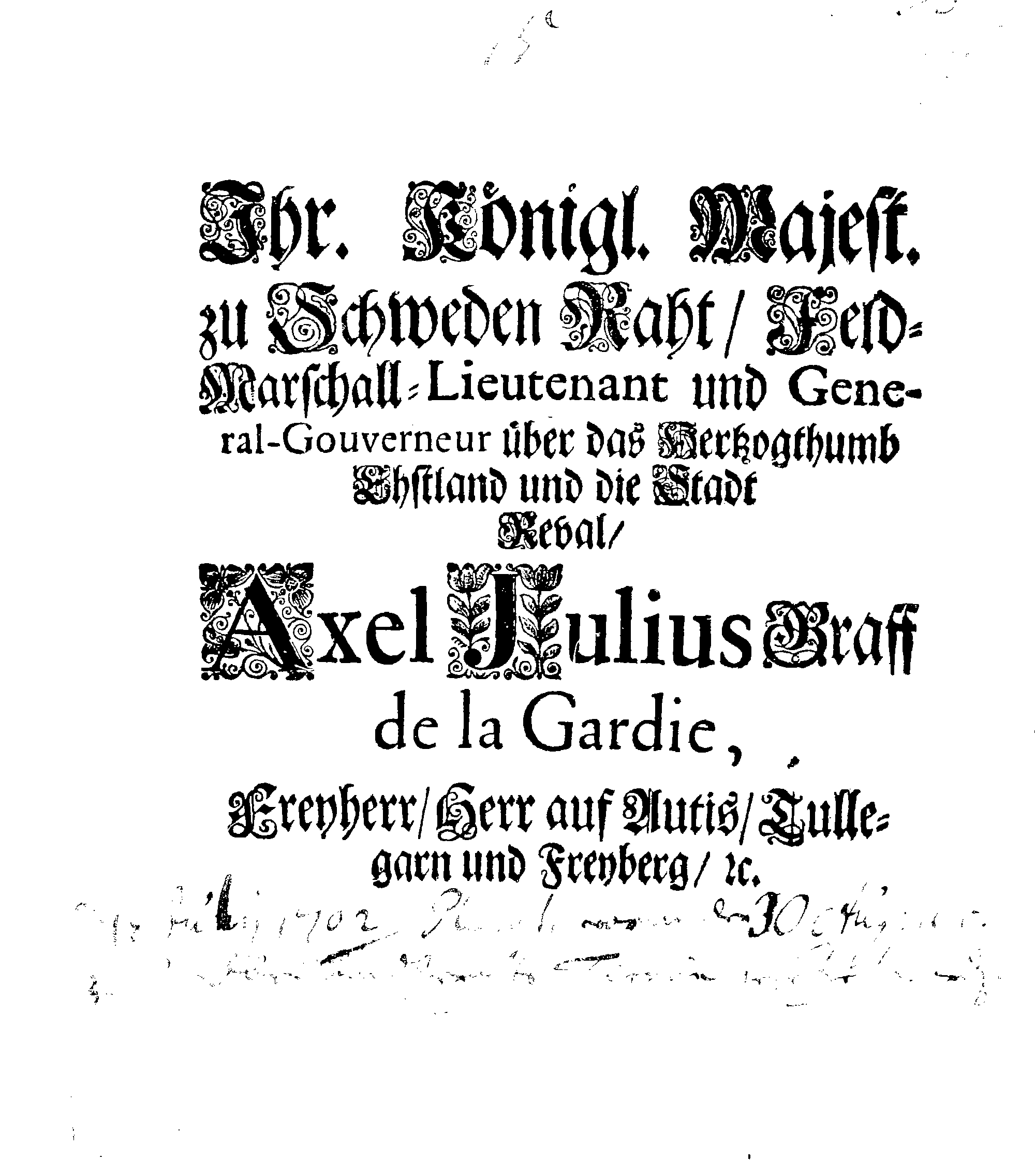 [Axel Julius De la Gardie korraldus]