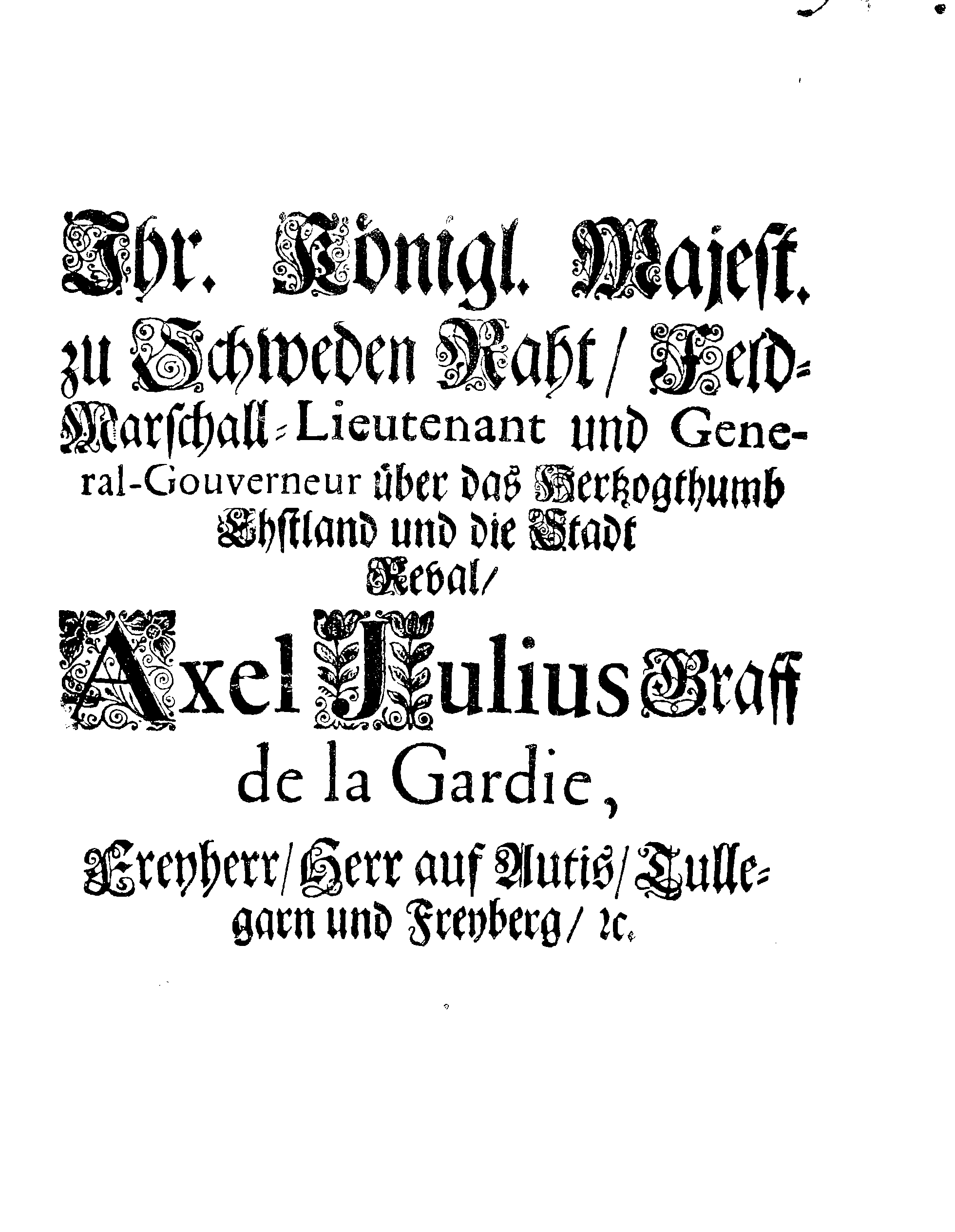 [Axel Julius De la Gardie korraldus]