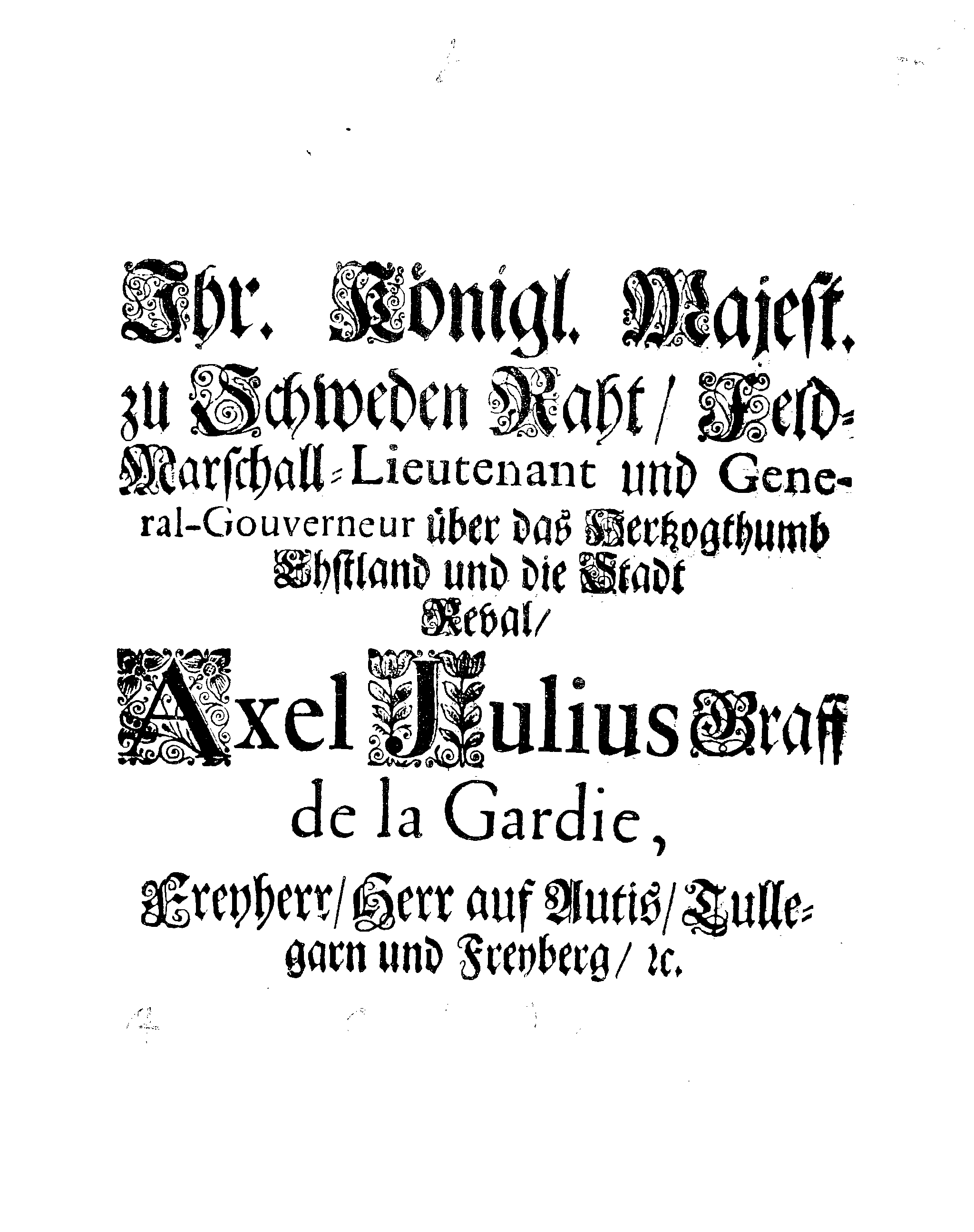 [Axel Julius De la Gardie korraldus]