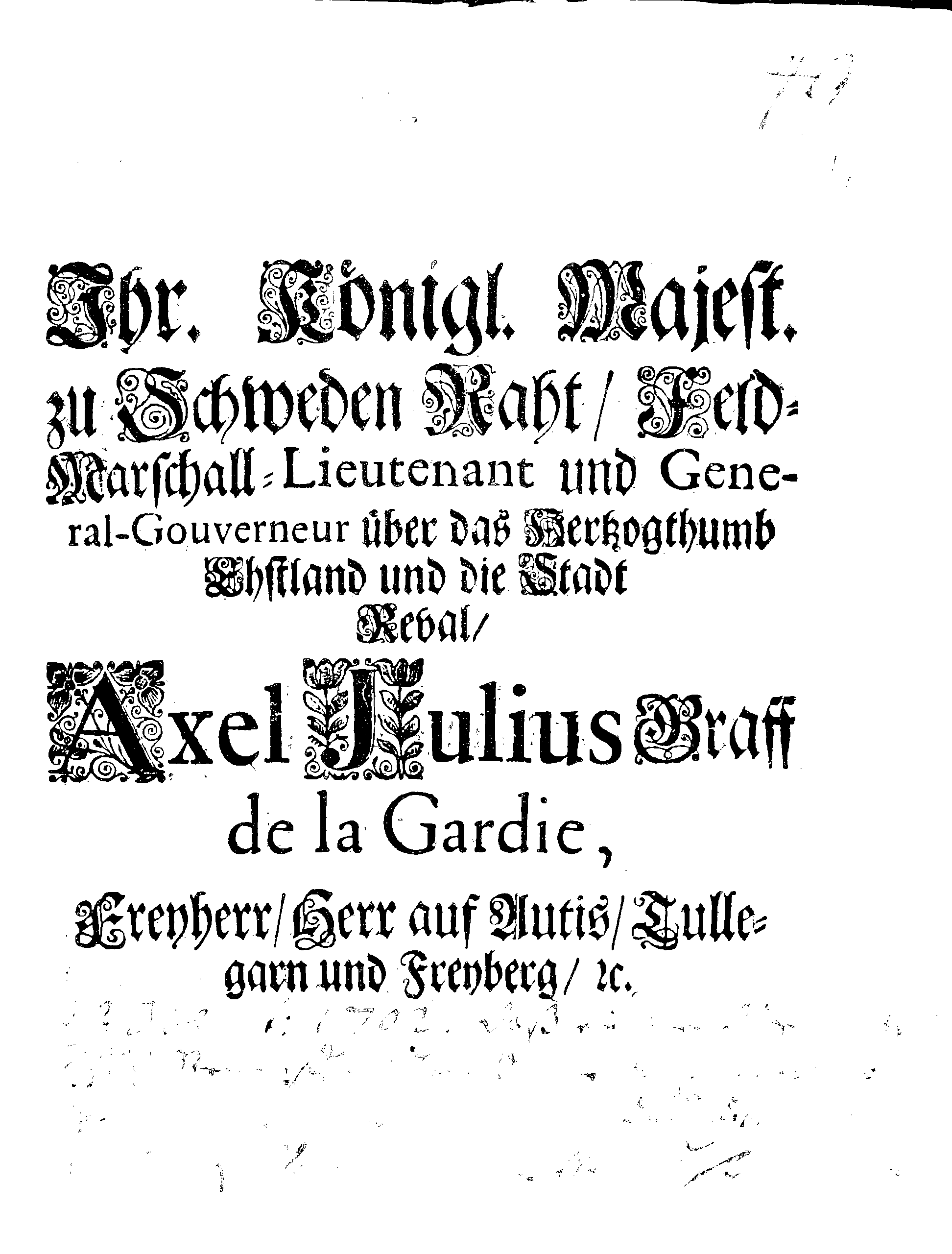 [Axel Julius De la Gardie korraldus]