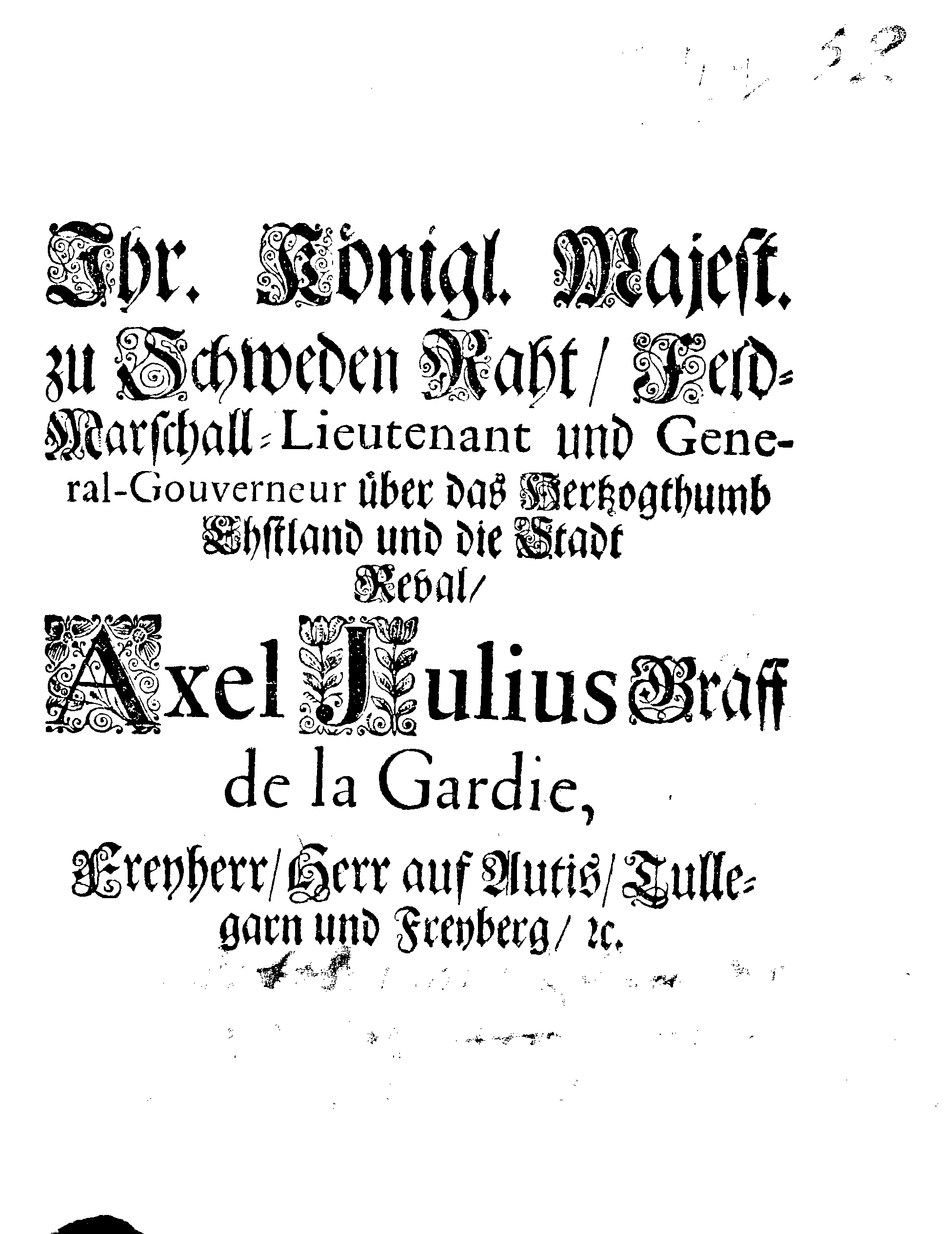 [Axel Julius De la Gardie korraldus]