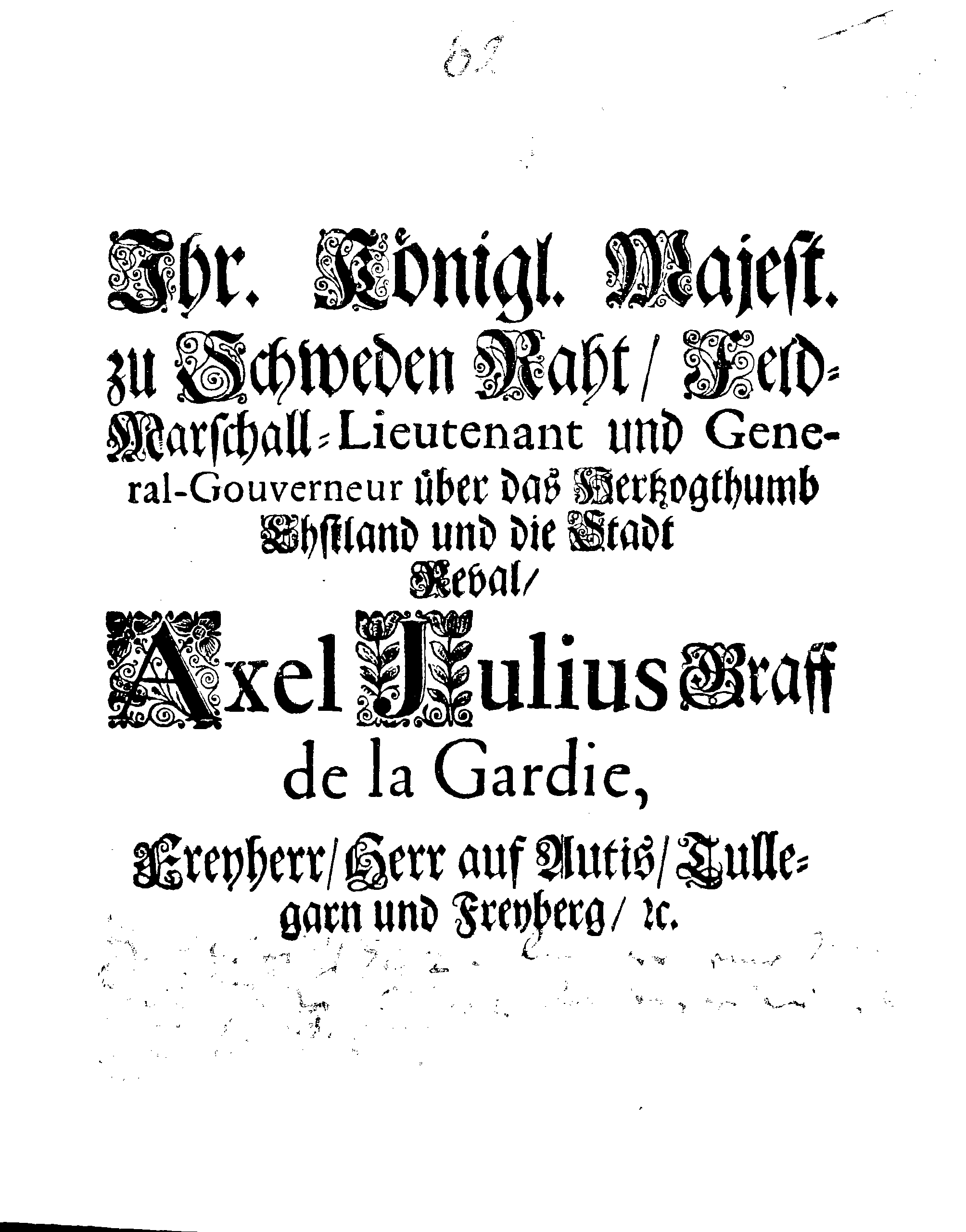 [Axel Julius De la Gardie korraldus]