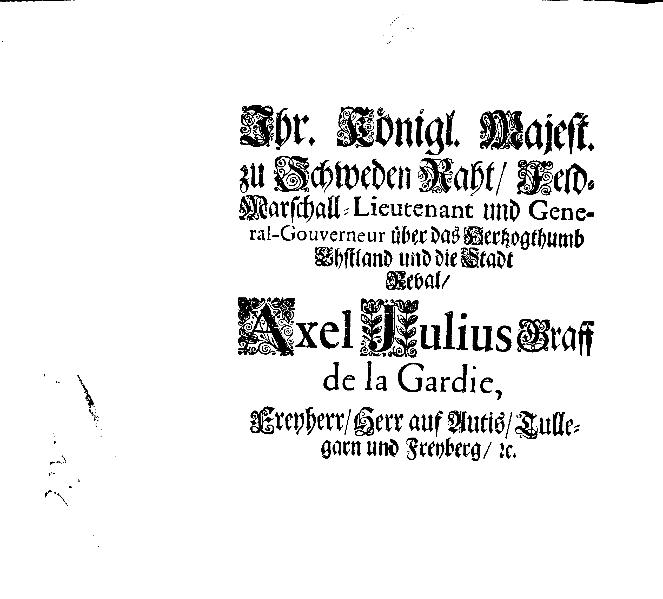 [Axel Julius De la Gardie korraldus]