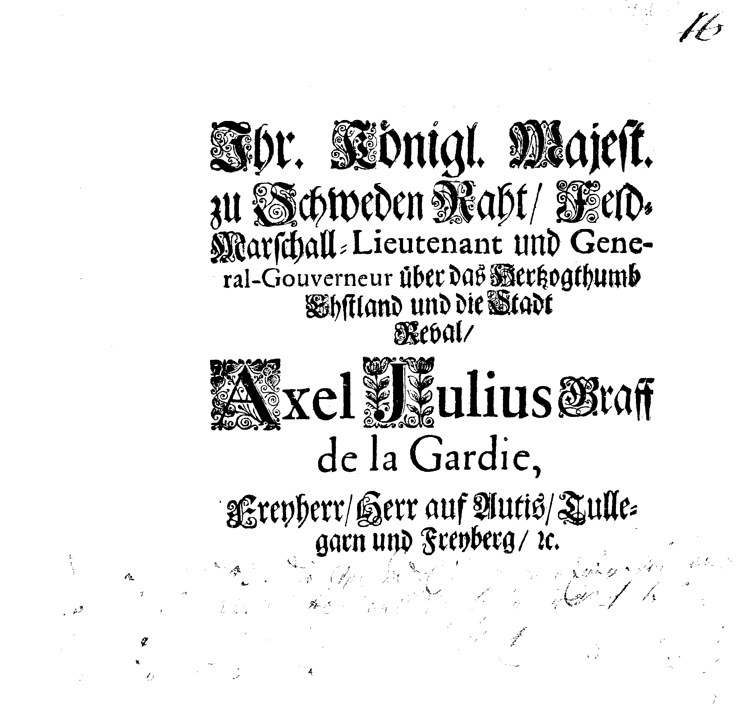 [Axel Julius De la Gardie korraldus]