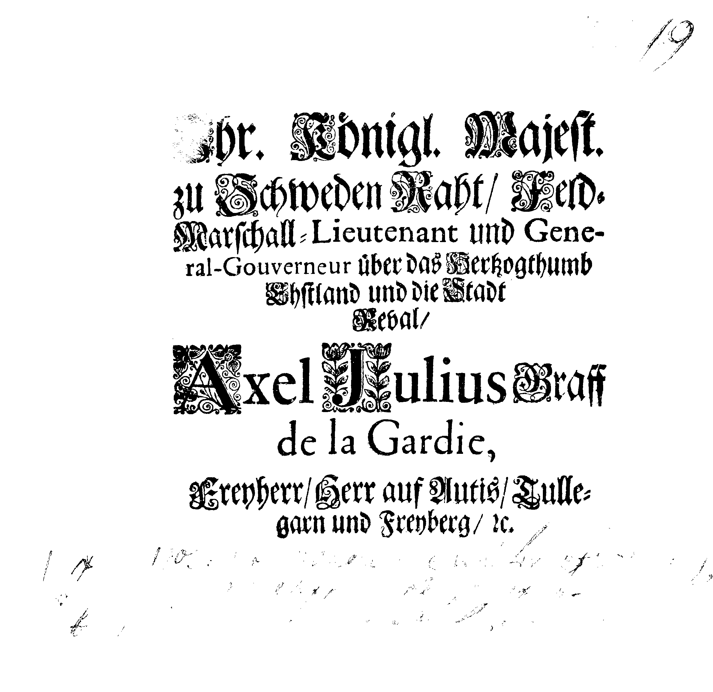 [Axel Julius De la Gardie korraldus]