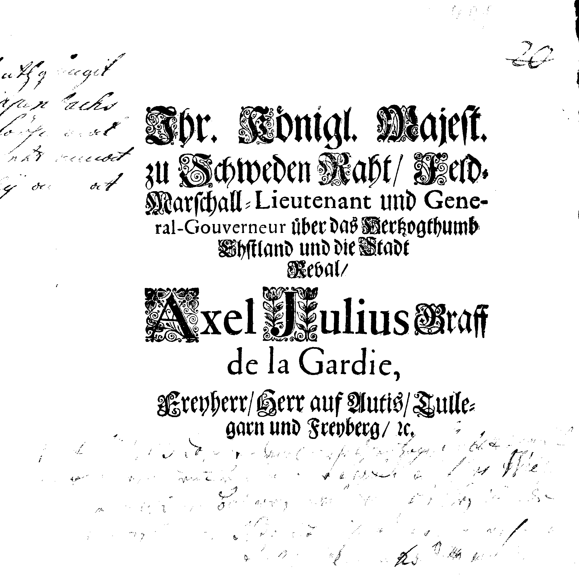 [Axel Julius De la Gardie korraldus]