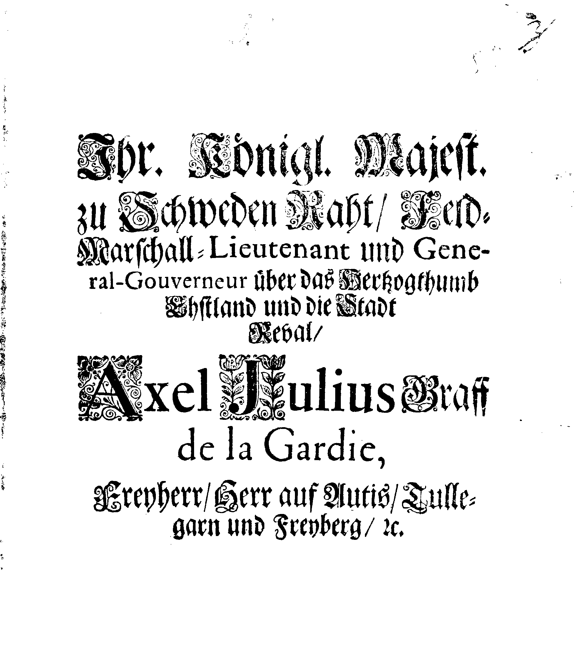 [Axel Julius De la Gardie korraldus]