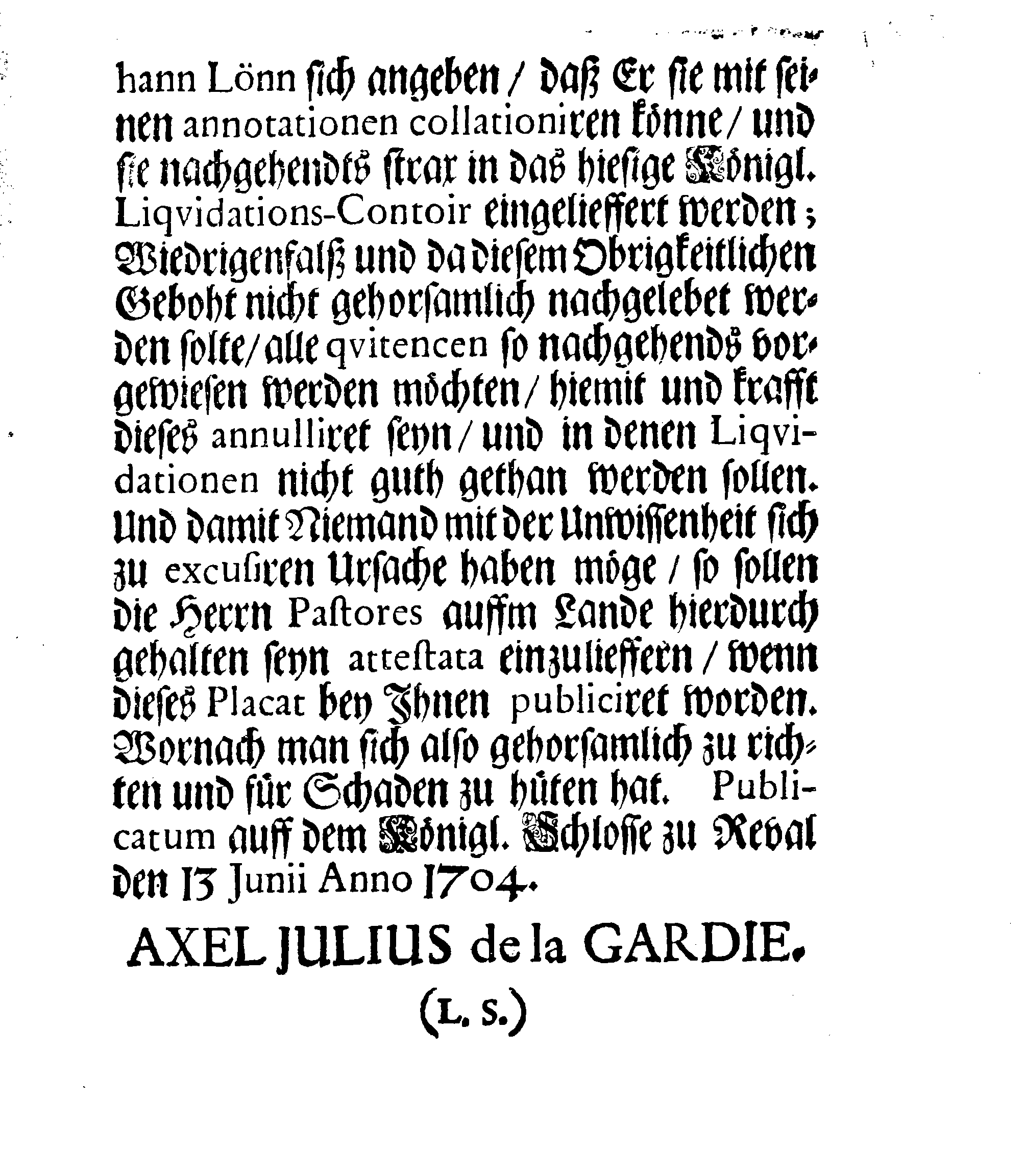 [Axel Julius De la Gardie korraldus]