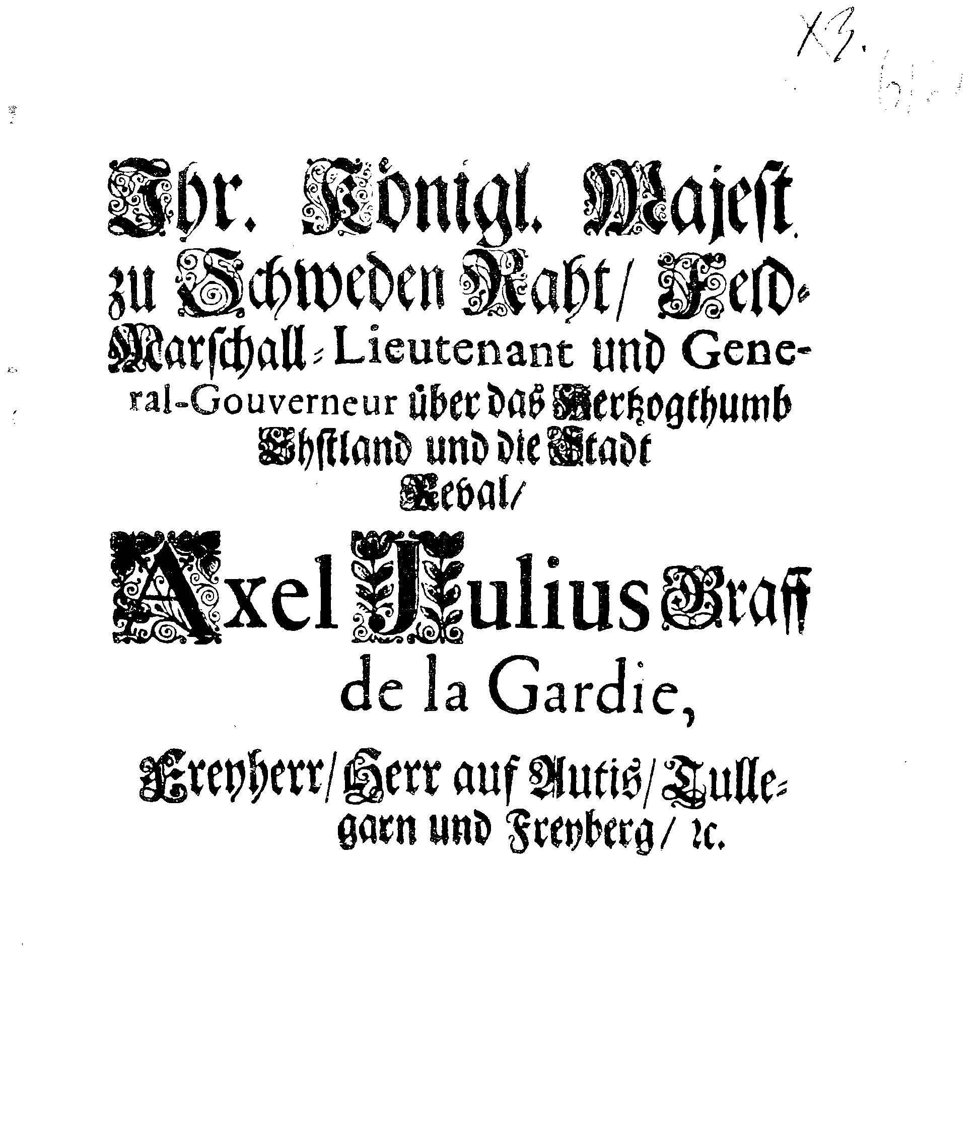 [Axel Julius De la Gardie korraldus]