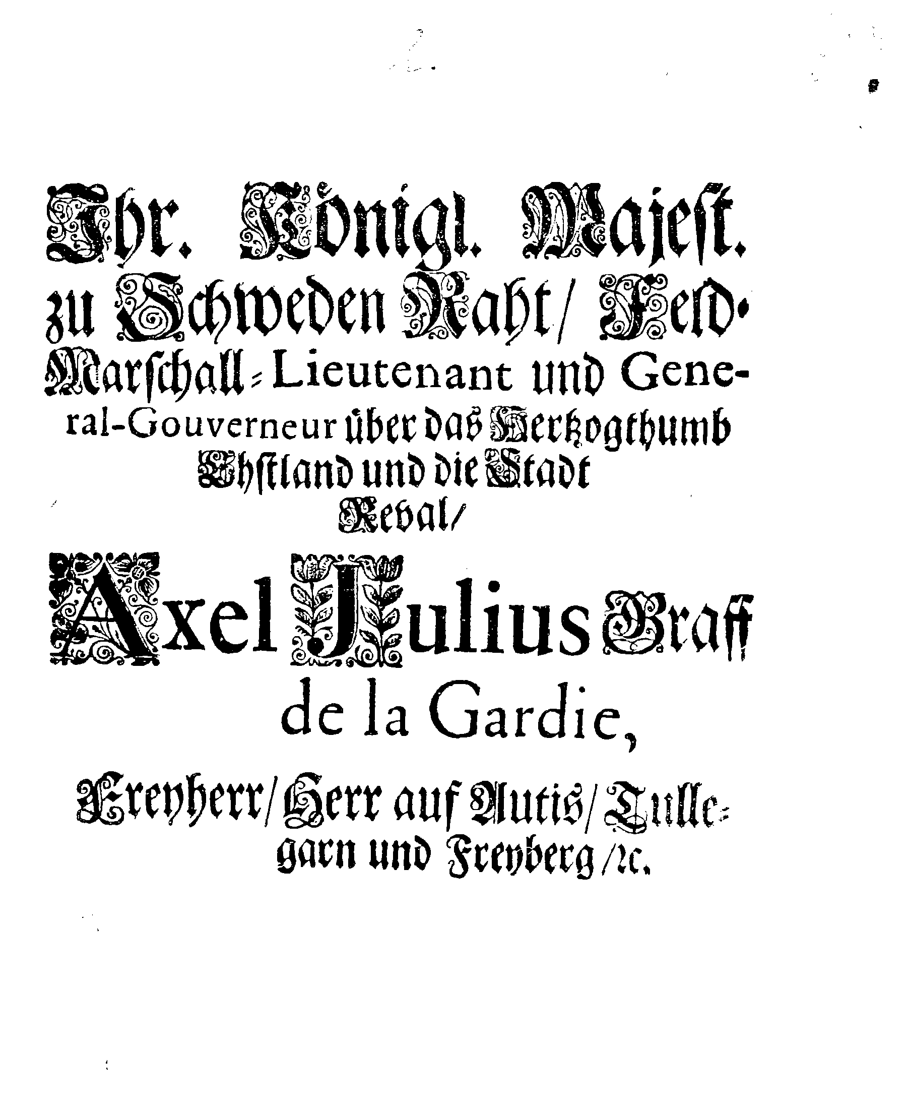 [Axel Julius De la Gardie korraldus]