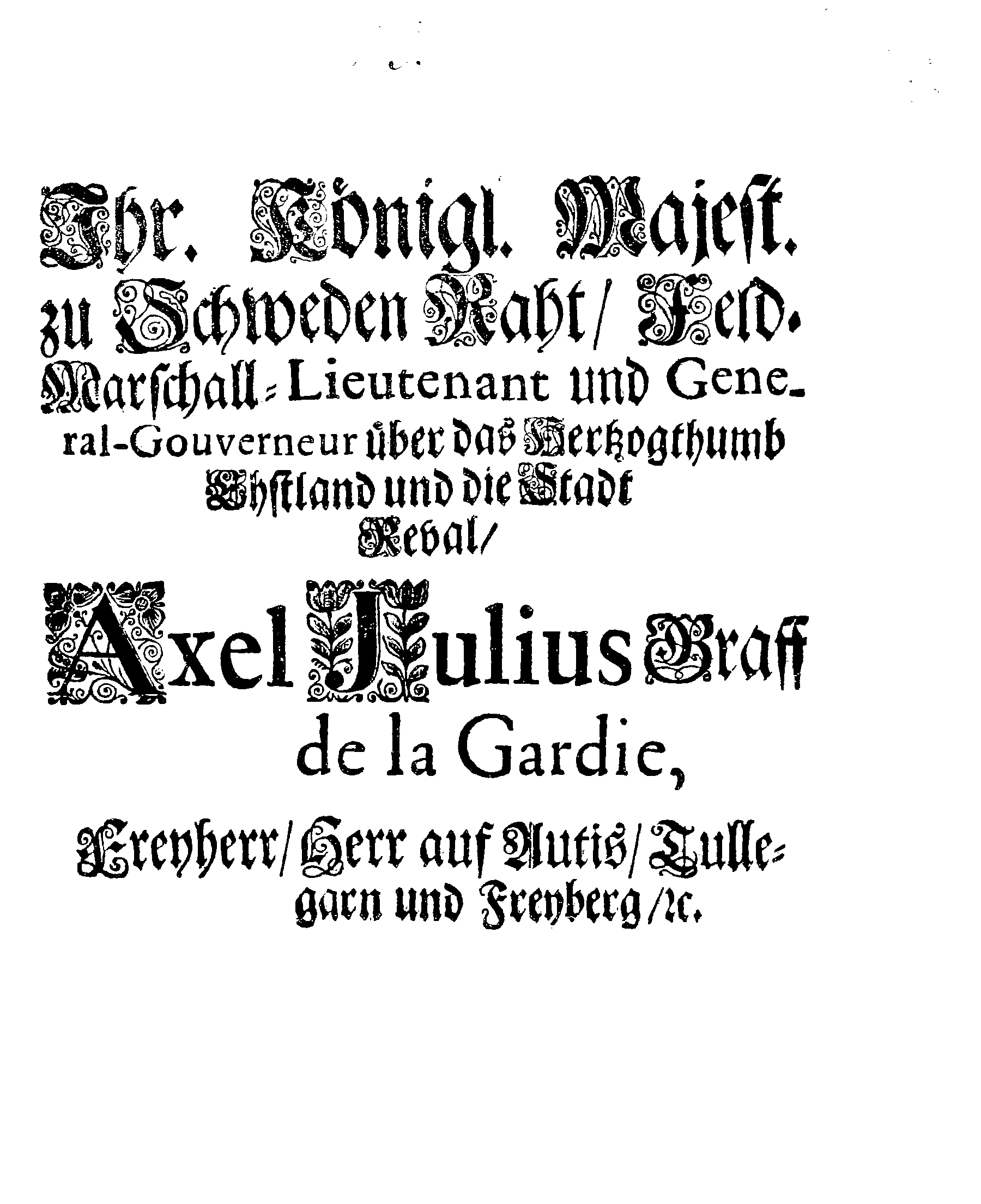 [Axel Julius De la Gardie korraldus]