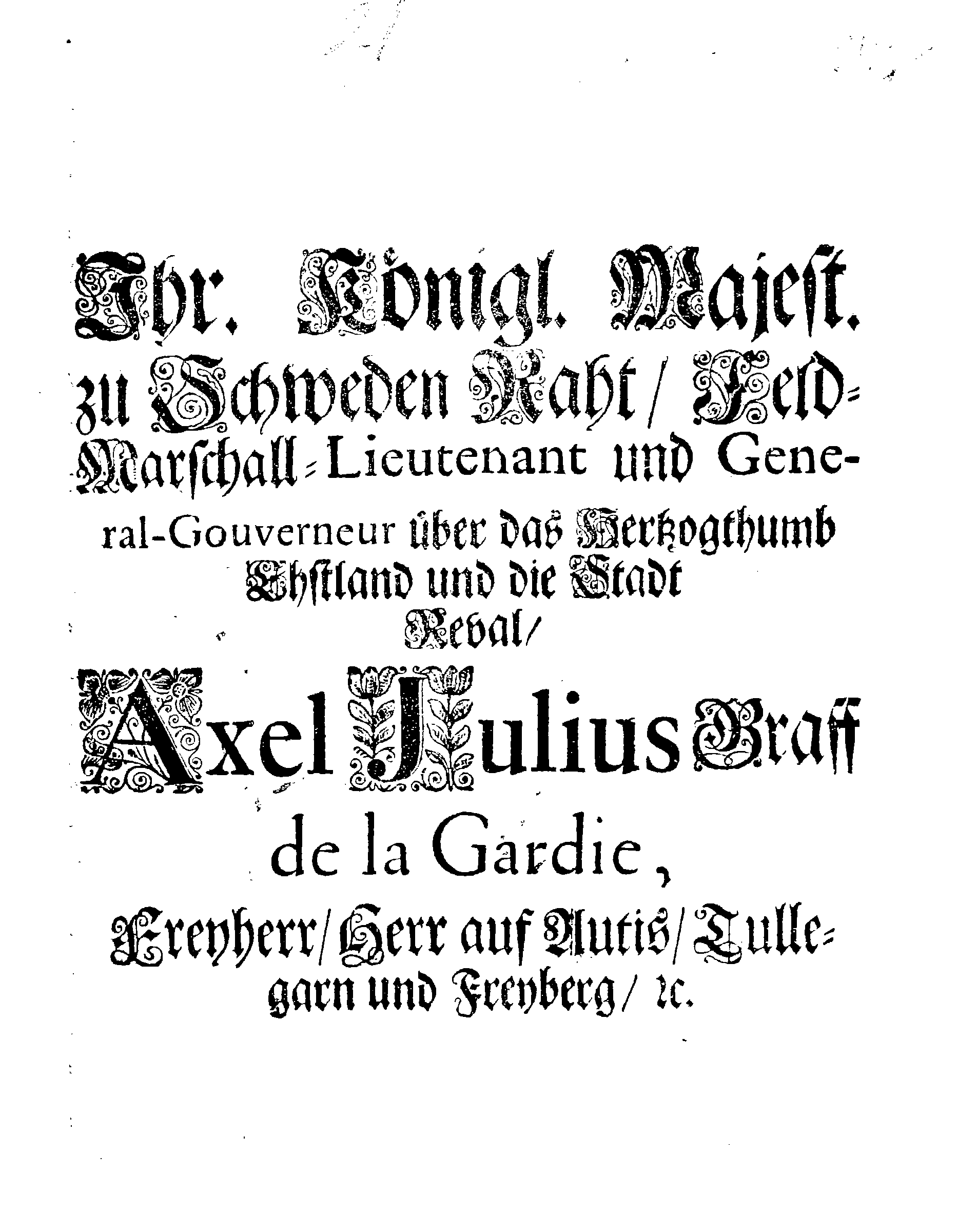 [Axel Julius De la Gardie korraldus]