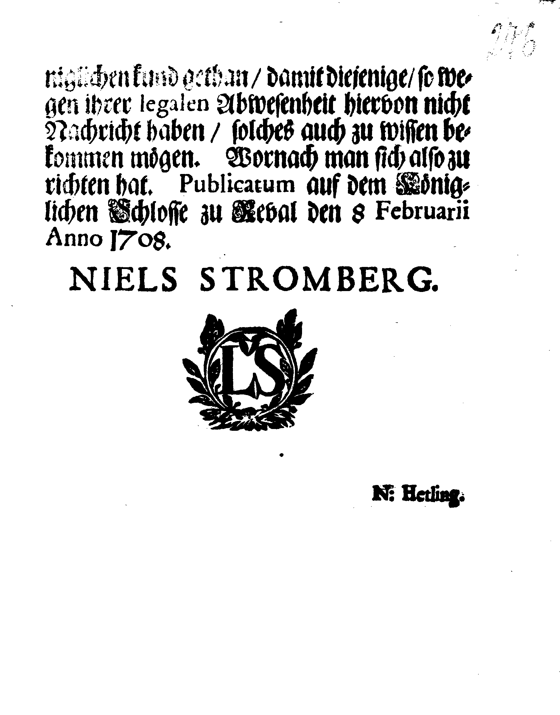 [Nils Strombergi korraldus]