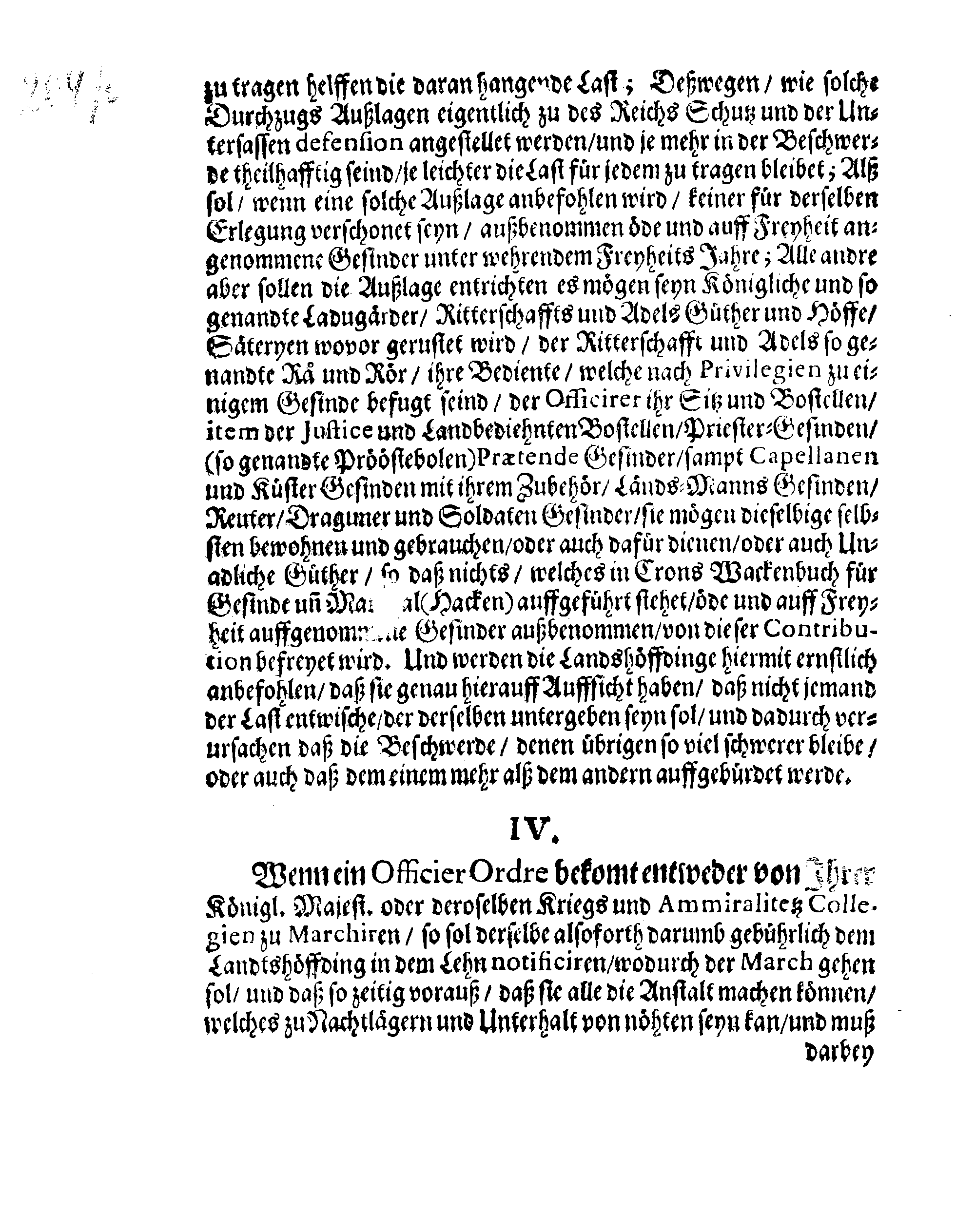 Ihrer Königl. Majest. Verneuerte Zug-Ordnung, Wornach die Außlage eingehoben und nachgehends unter der Land- und See-Militz sambt der Artollerie bey ihrem Durchzug außgetheilet werden sol