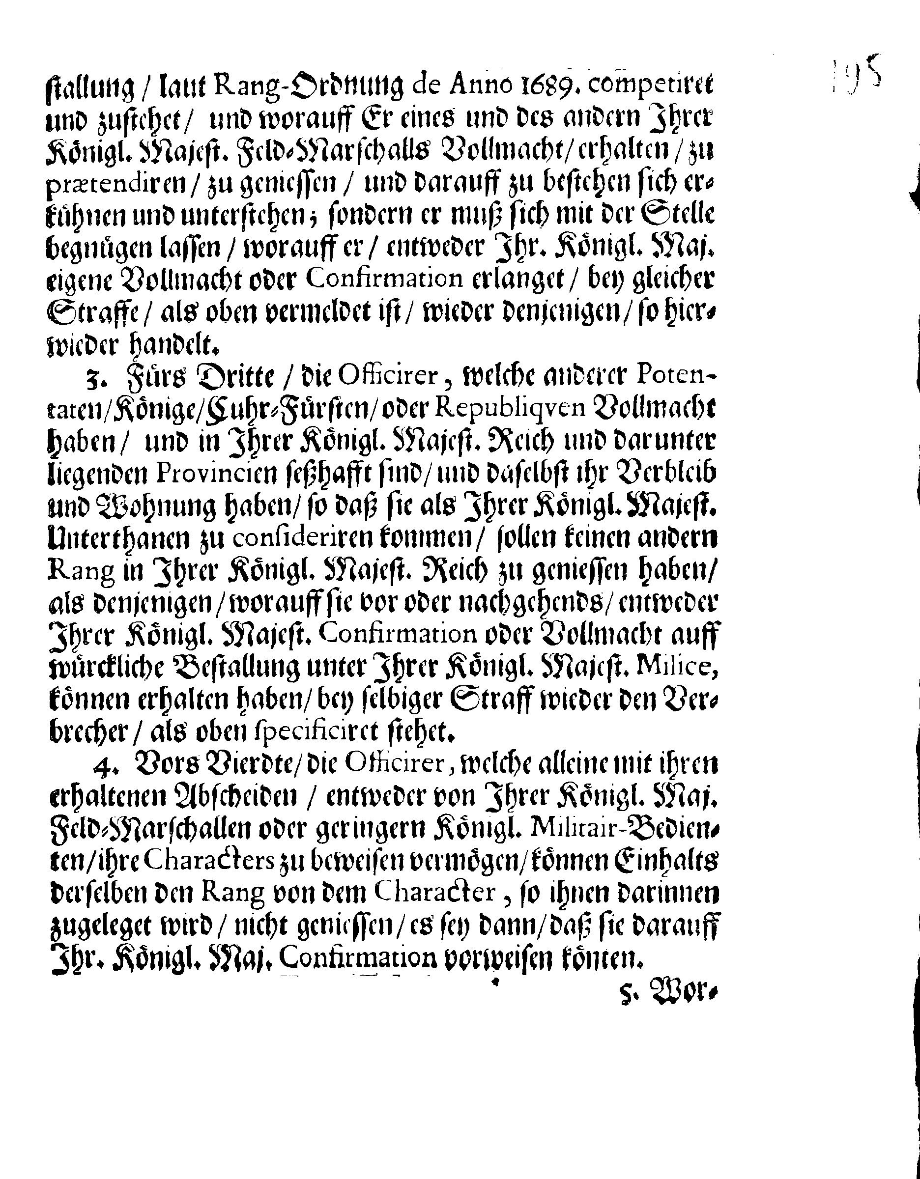 Ihr. Königl. Majest. Erneuerte Ordnung und REGLEMENTE, Angehende Den Rang, Wornach gebührende Bediente in Ehst- und Ingermanland auff Begebenheiten sich zu richten haben