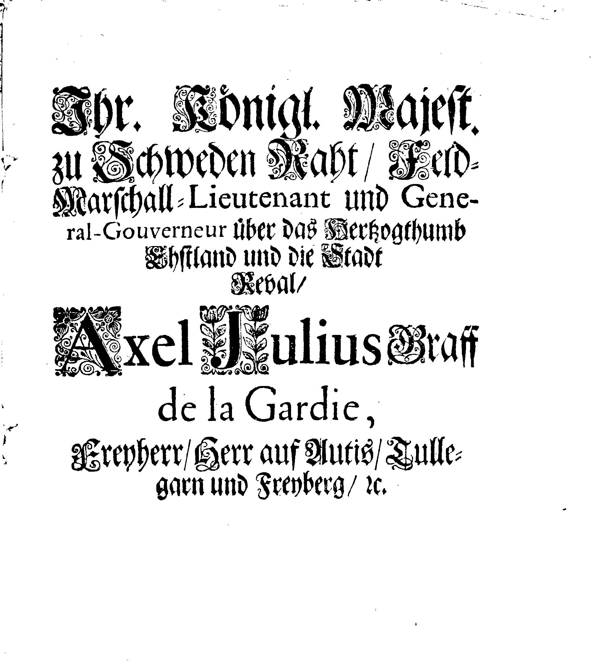 [Axel Julius De la Gardie korraldus]