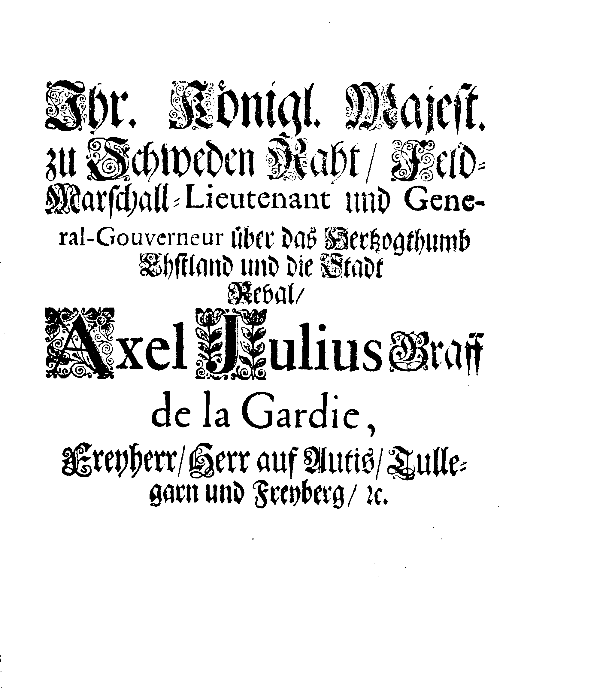 [Axel Julius De la Gardie korraldus]