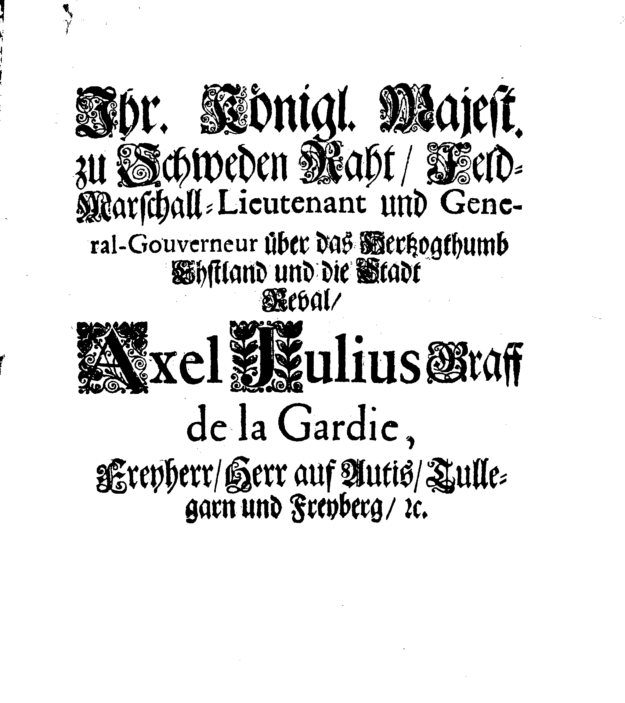 [Axel Julius De la Gardie korraldus]