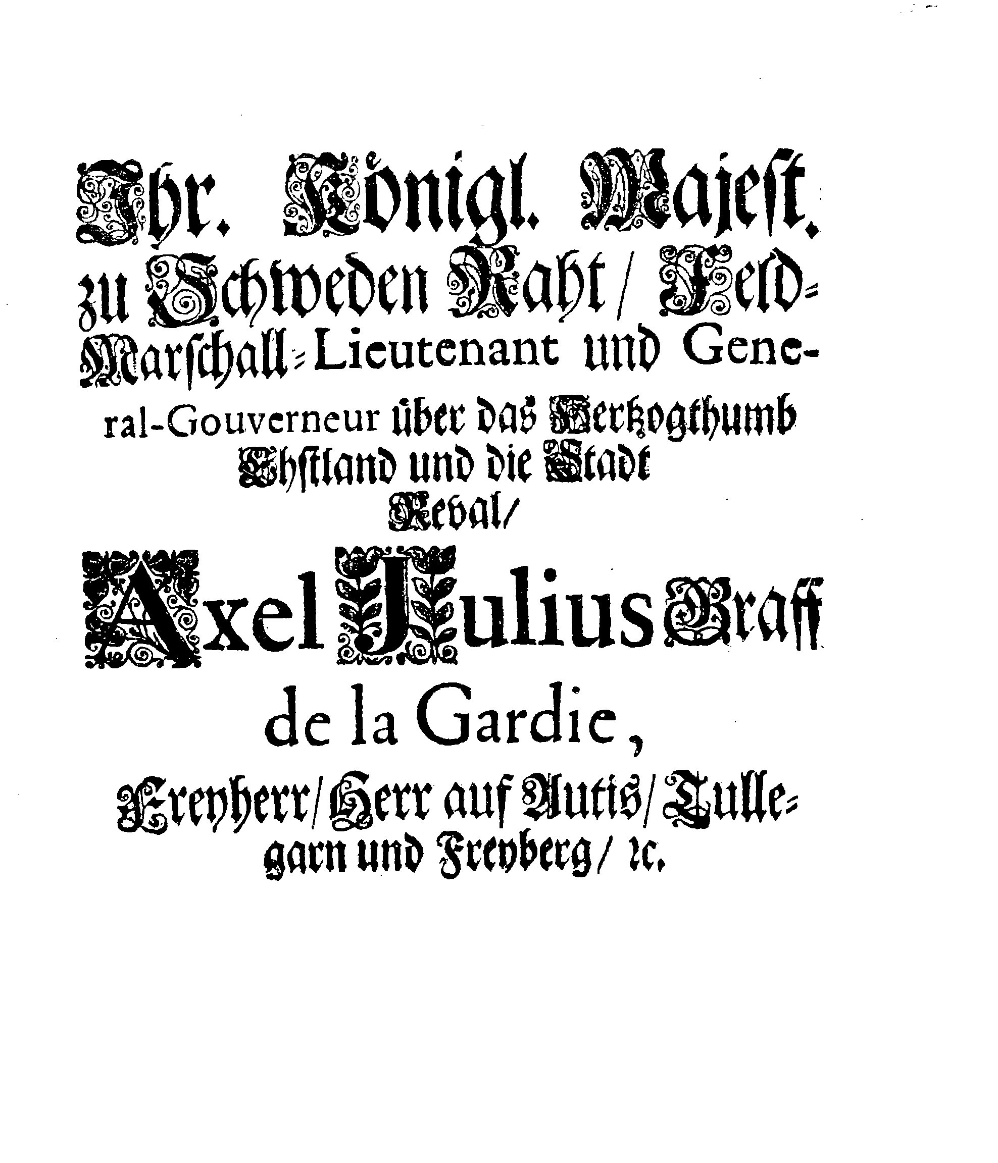 [Axel Julius De la Gardie korraldus]