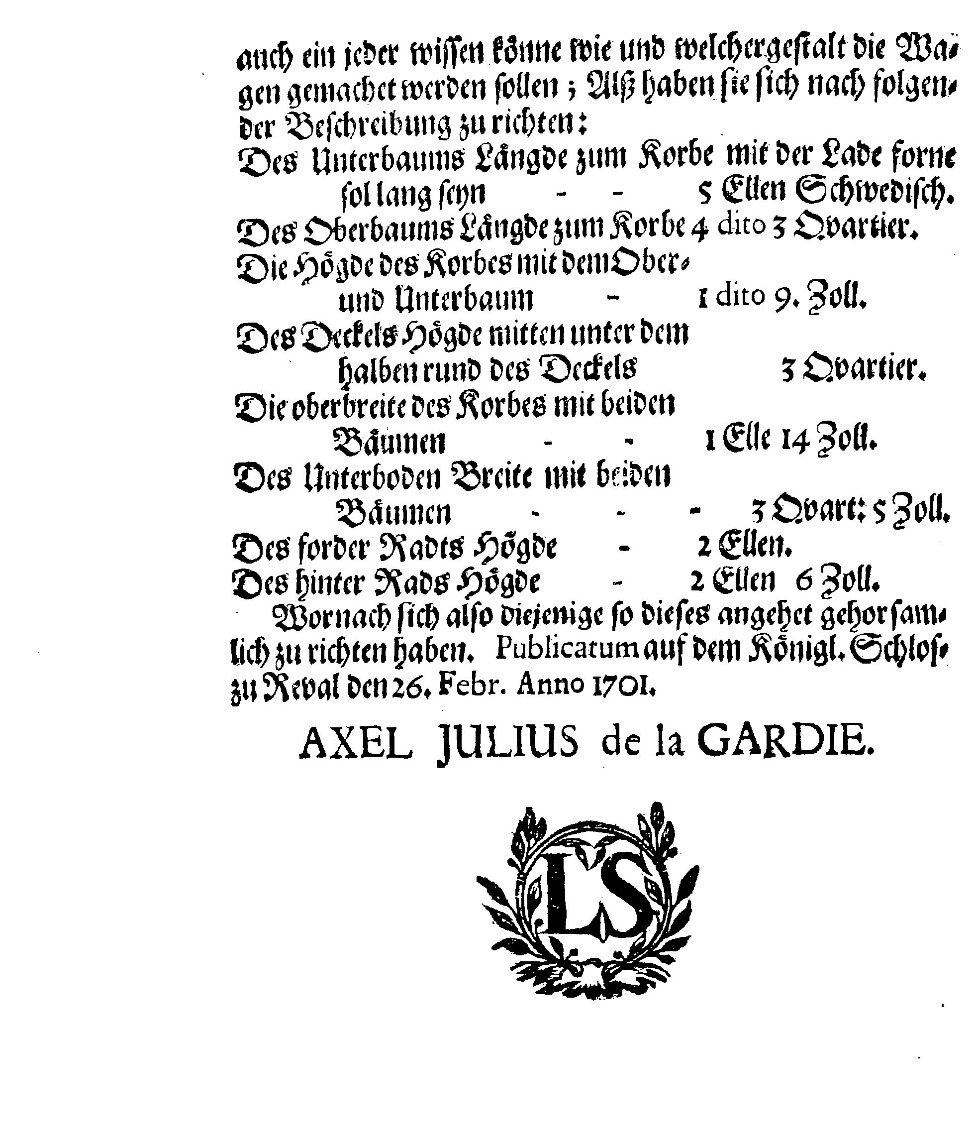 [Axel Julius De la Gardie korraldus]