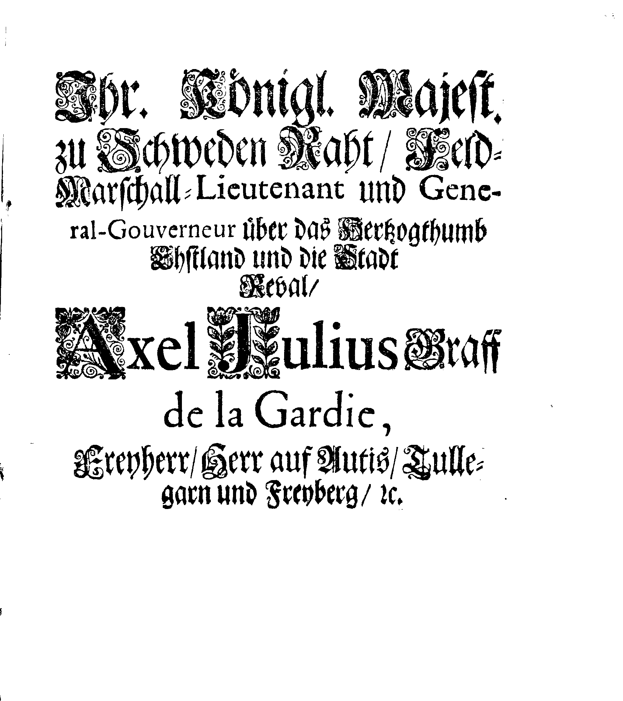 [Axel Julius De la Gardie korraldus]